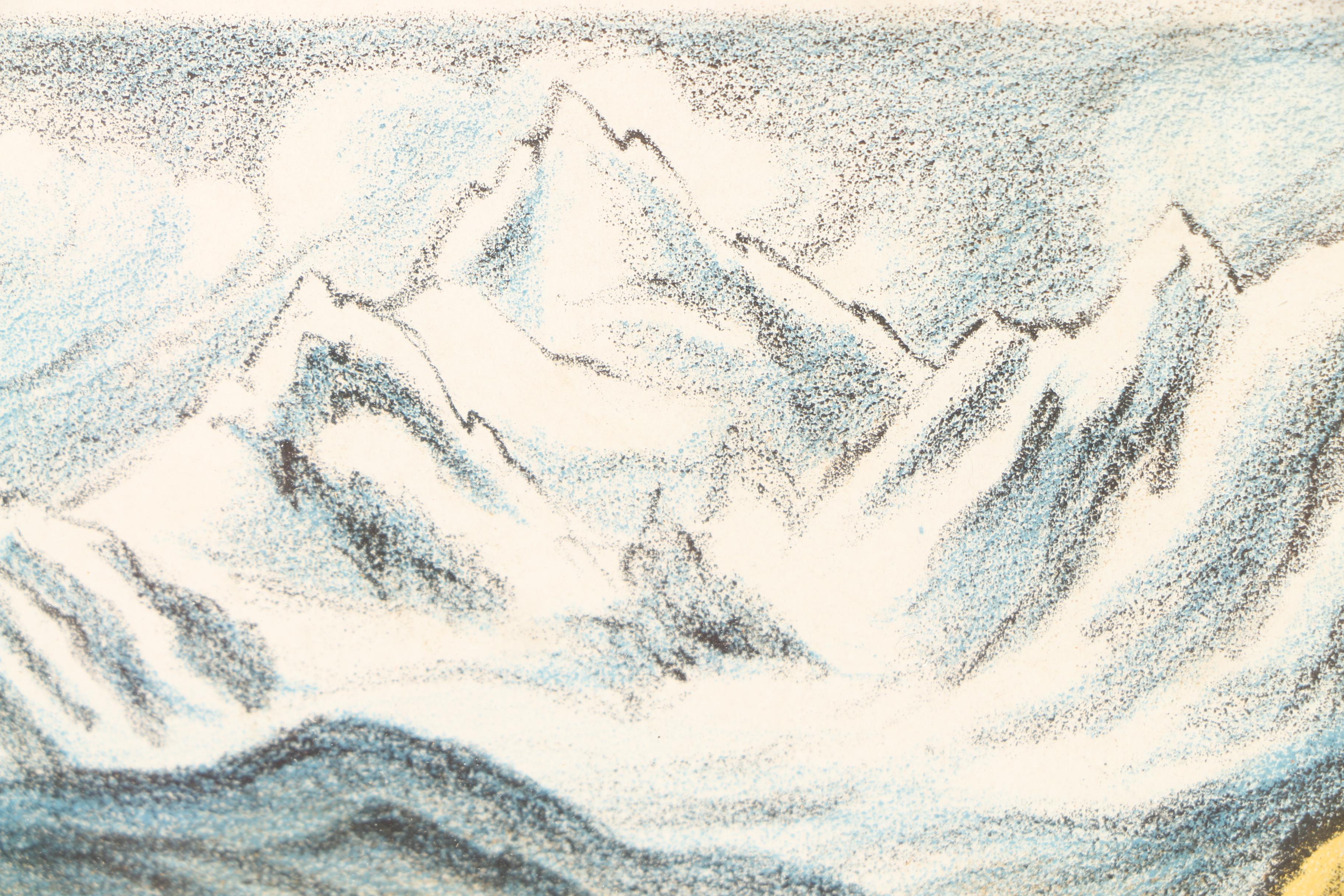 Lithograph Print on Paper After Walter Sanden "Huayna Potsi"