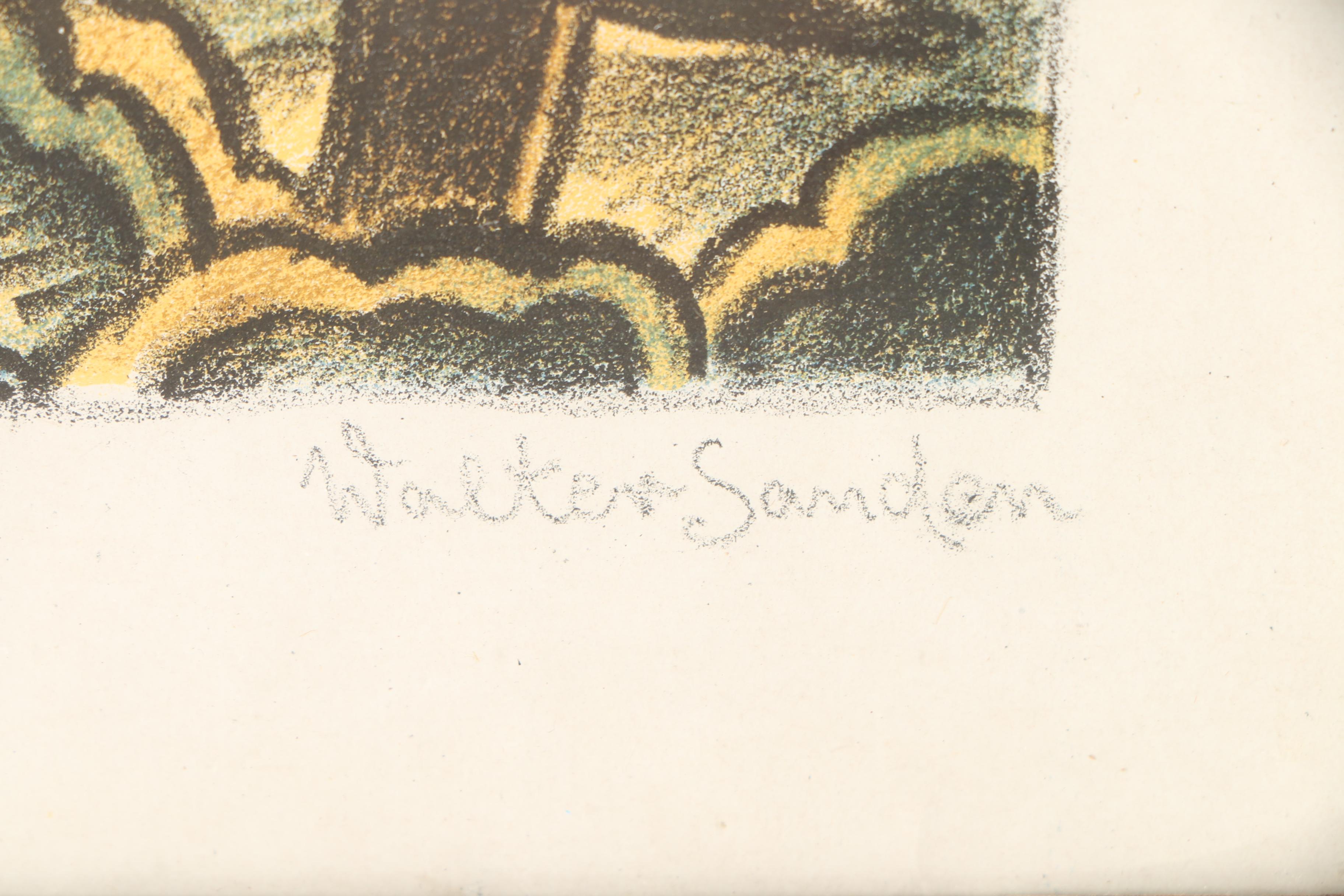 Lithograph Print on Paper After Walter Sanden "Huayna Potsi"