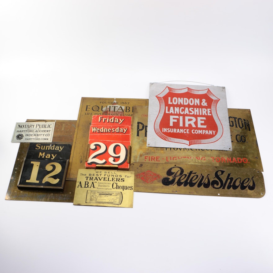 Assorted Vintage Metal Signs and Calendars