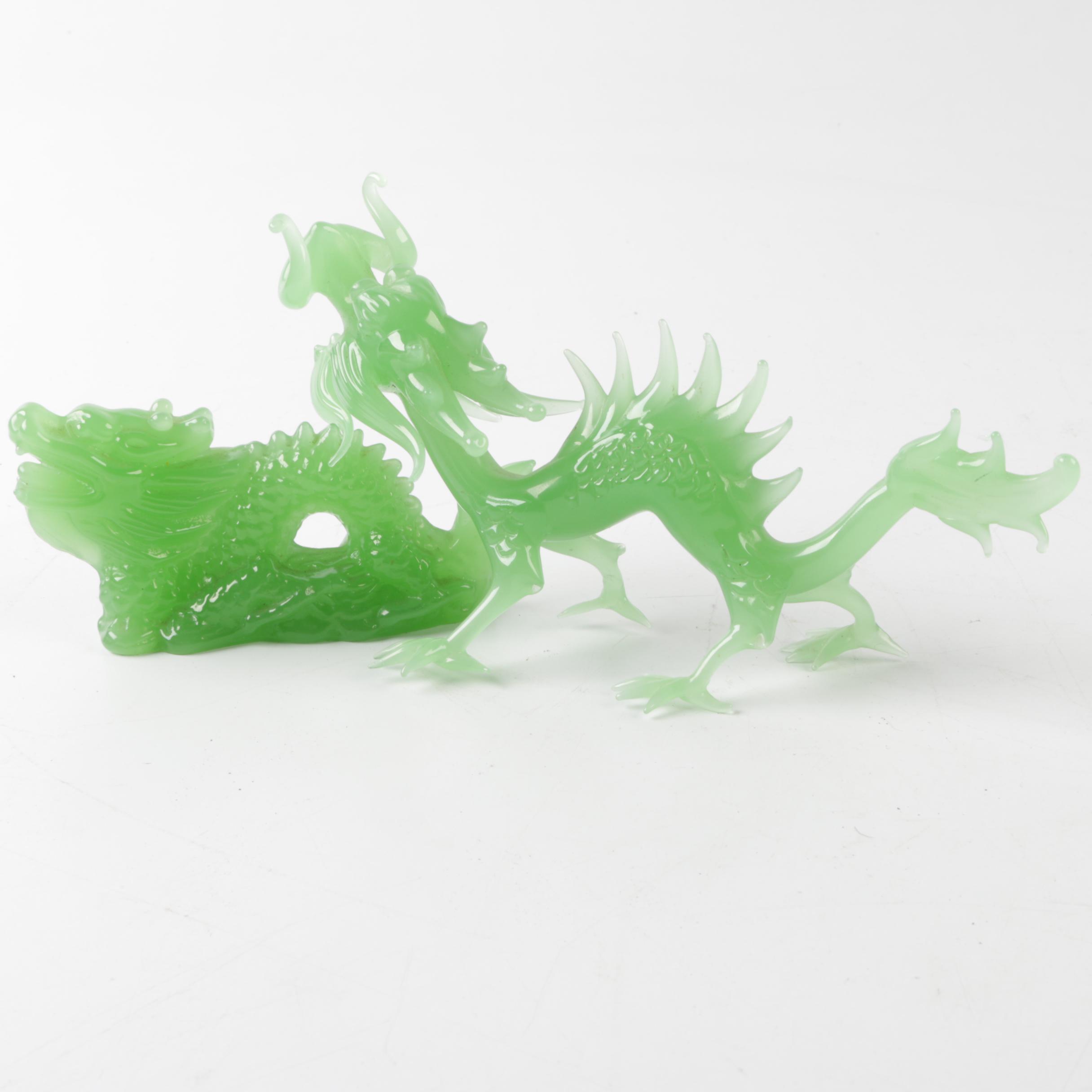 Pair of Glass Dragon Figurines