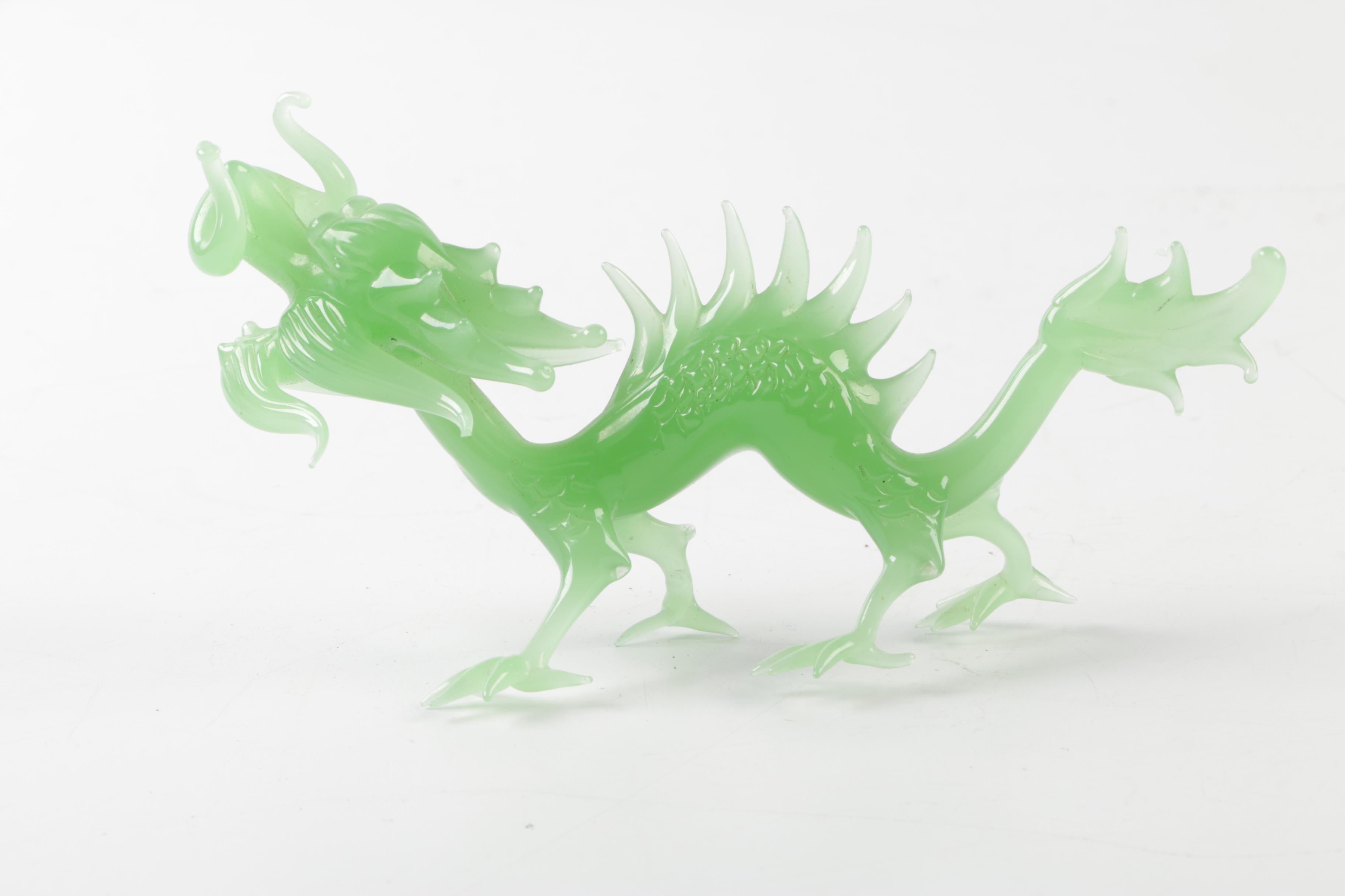 Pair of Glass Dragon Figurines