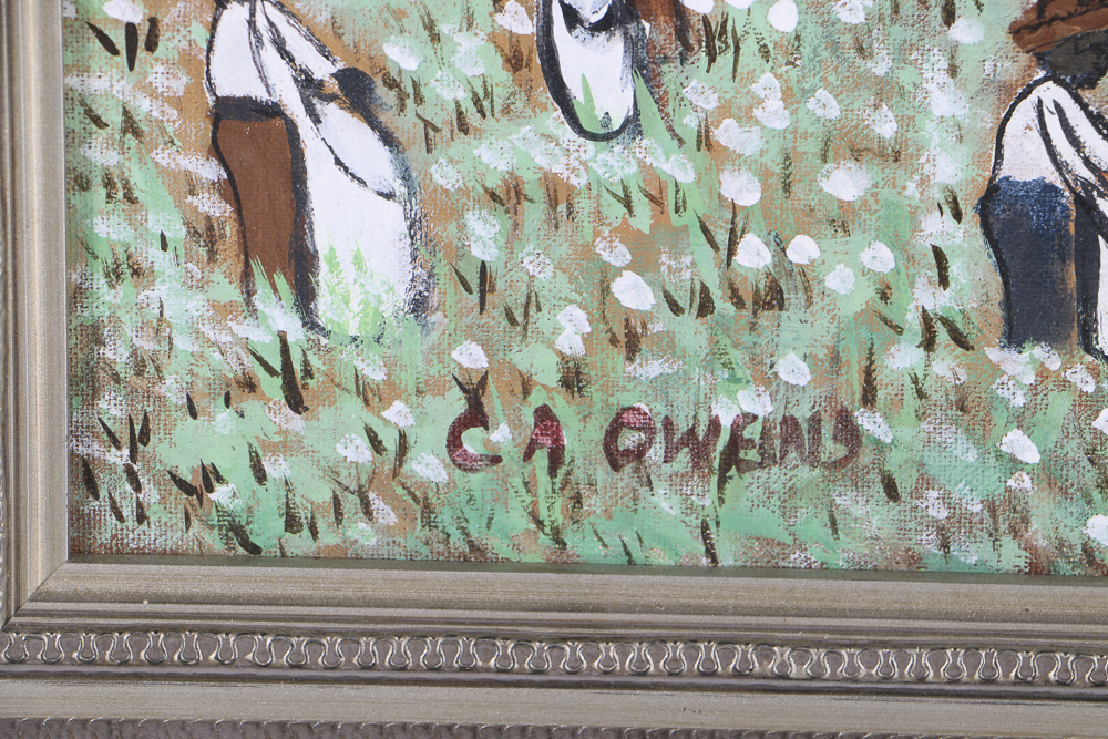 Charlie Owens Acrylic Painting on Board "Slaves worked Cotton Plantation"