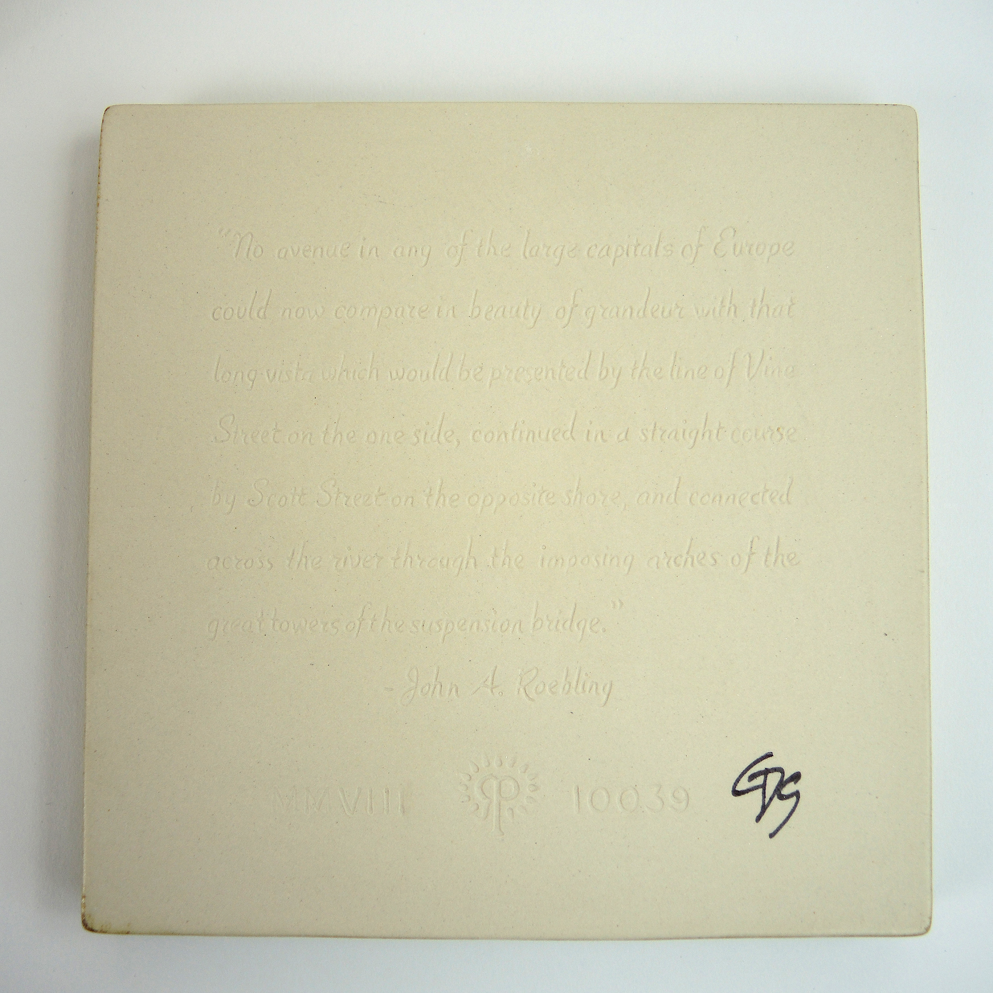 Limited Edition/2nd in the series - Rookwood signed tile - Roebling Bridge.