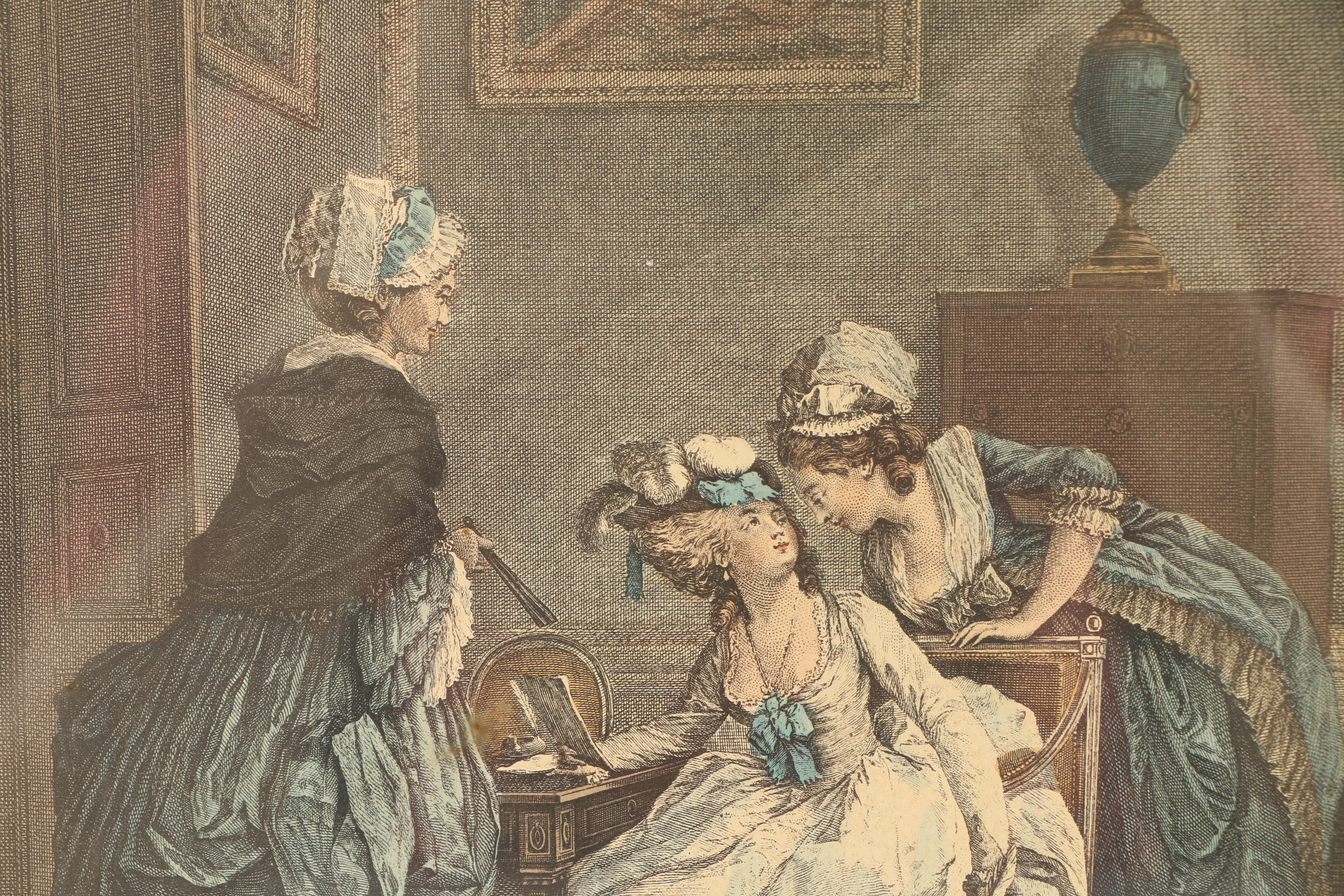 Hand-Colored Engraving of Niclas Lafrensen "La Soubrette Confidente"