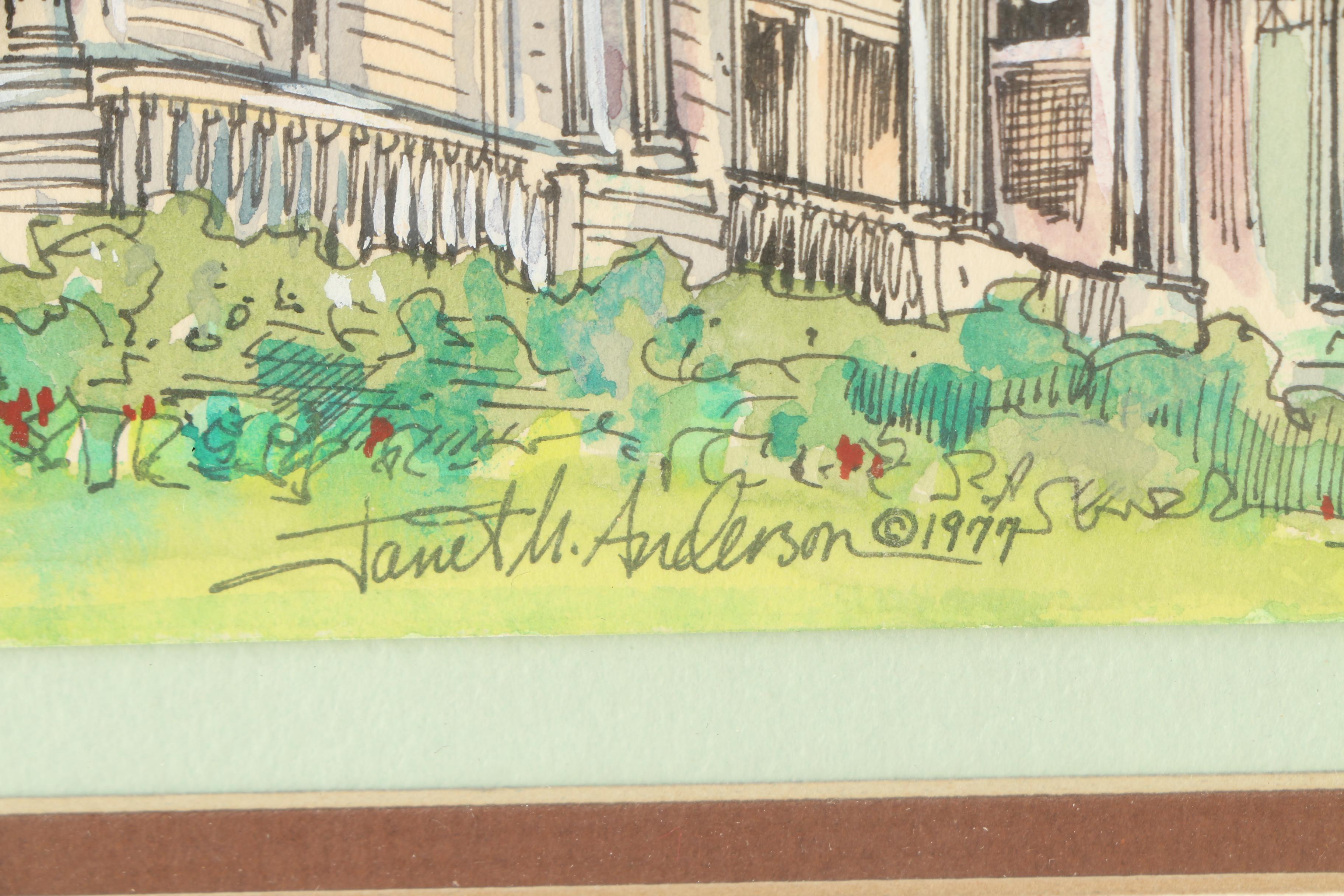 Janet M. Anderson Ink and Watercolor Painting of George P. MacNichol House