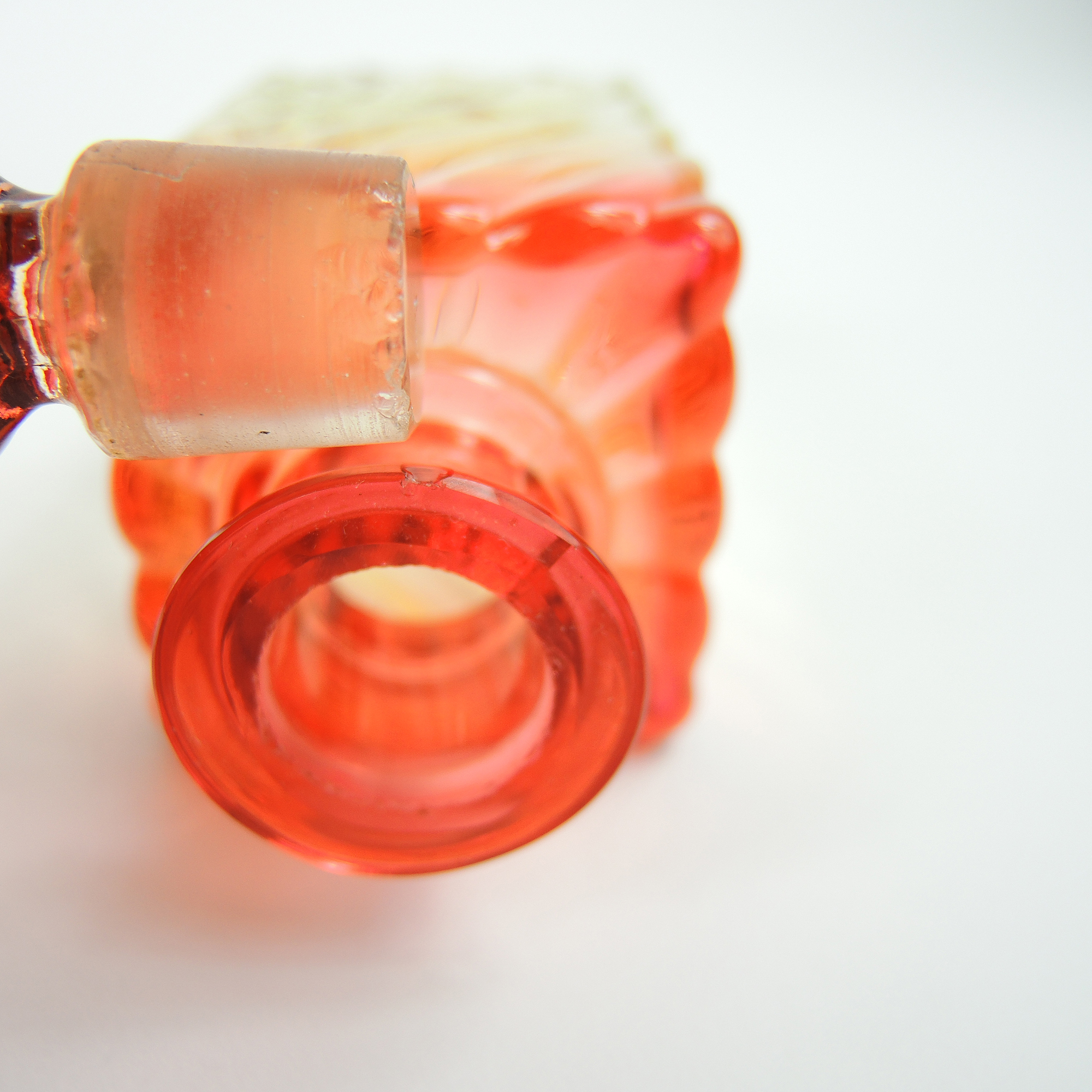 Baccarat Amberina "Rose Tiente Swirl" Scent Bottles