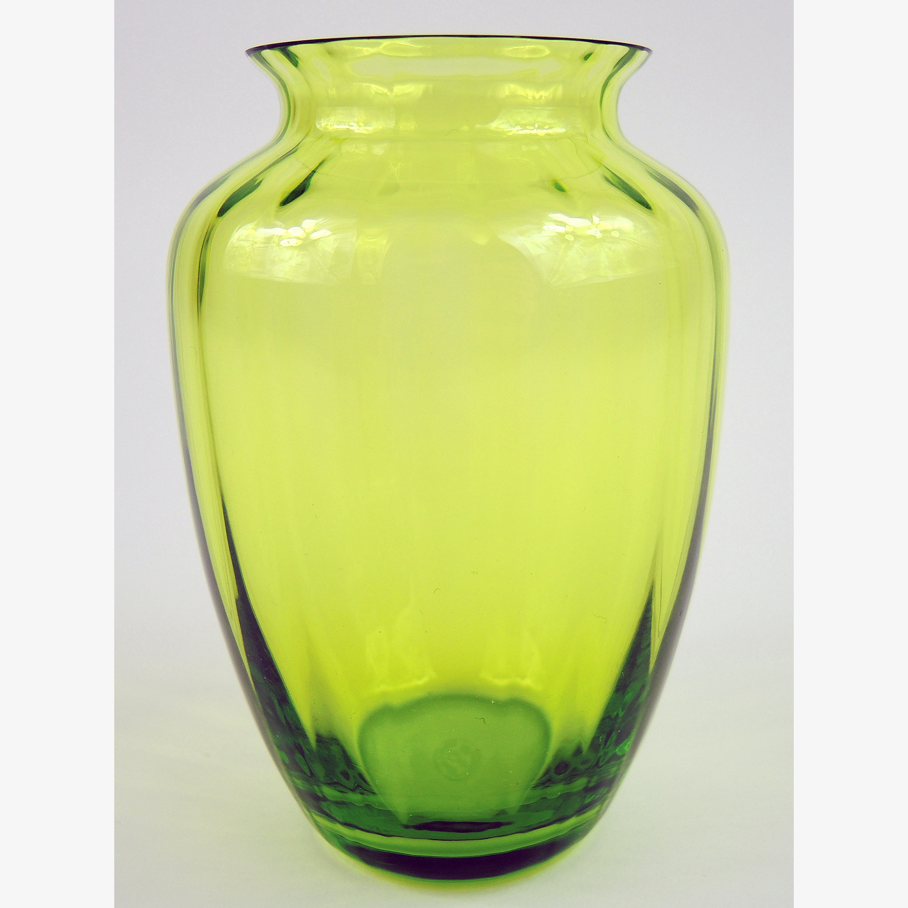 Baccarat Crystal Green Ribbed Vase