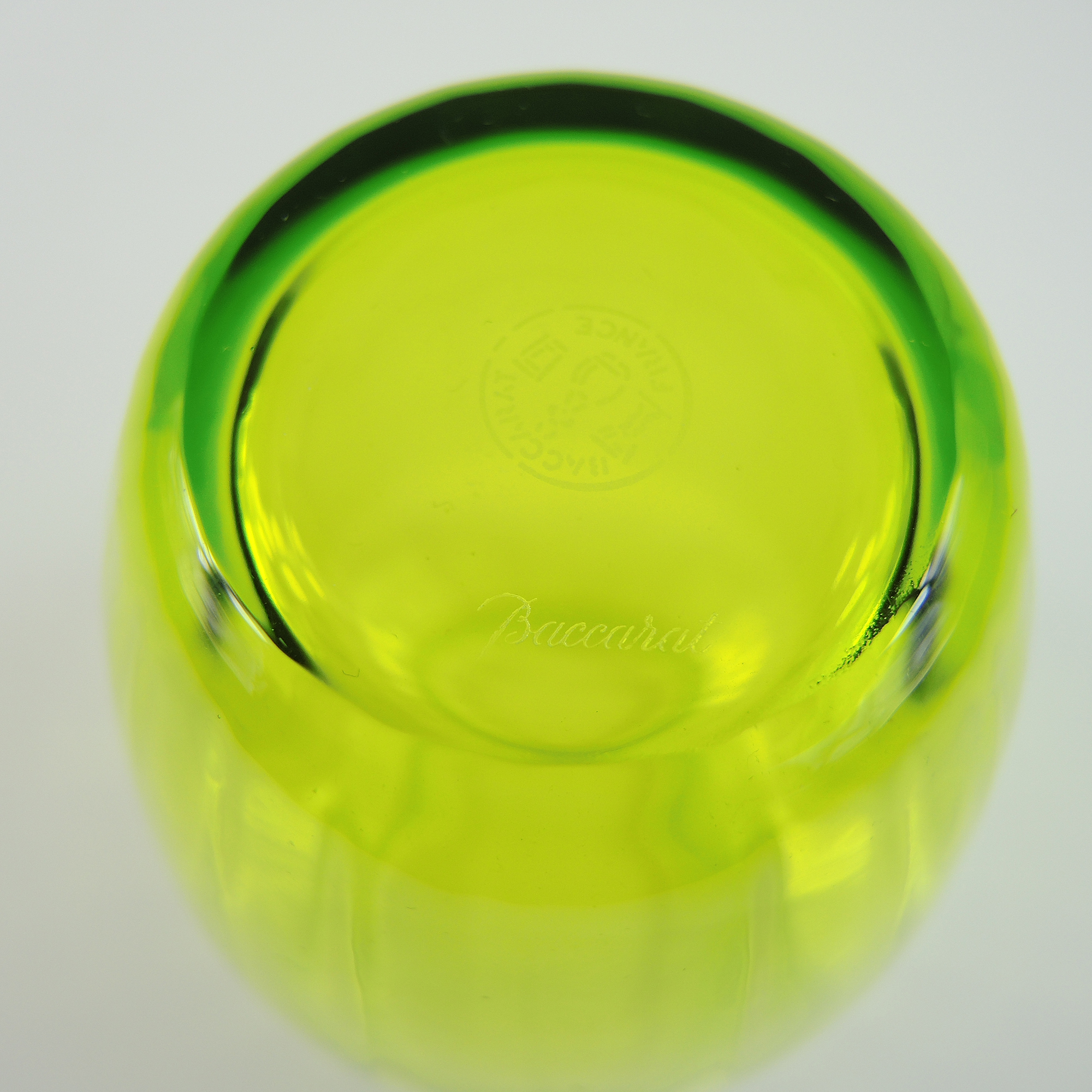 Baccarat Crystal Green Ribbed Vase