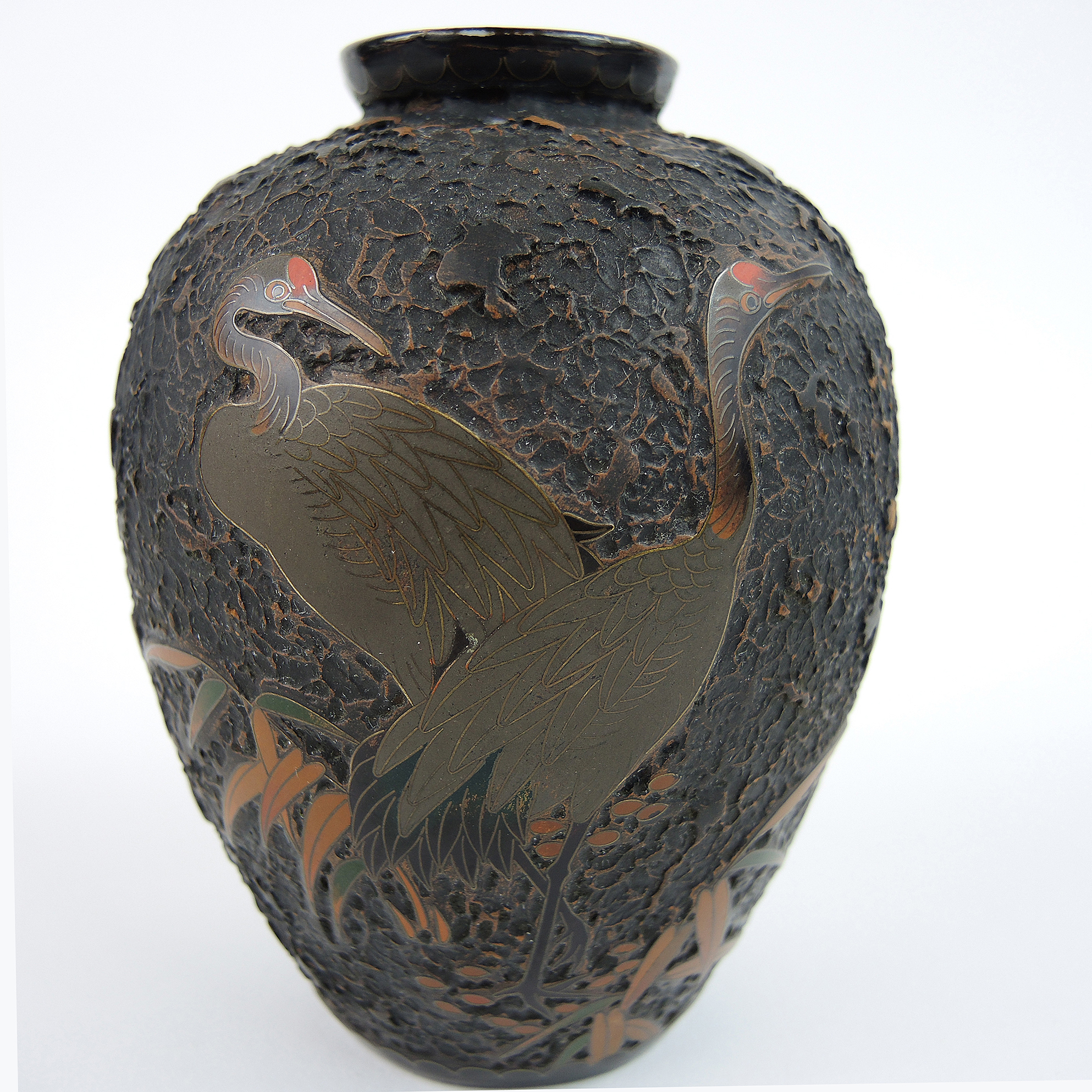 Japanese Jiki-Shippo Meiji Period Urn