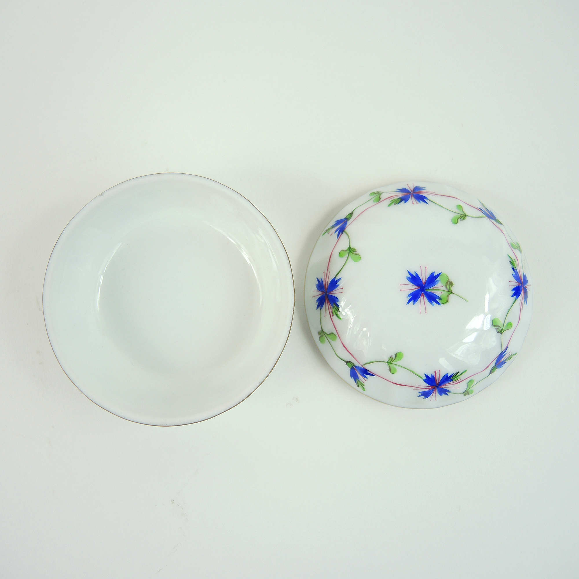 Herend "Blue Garland" Hand-Painted Trinket Box