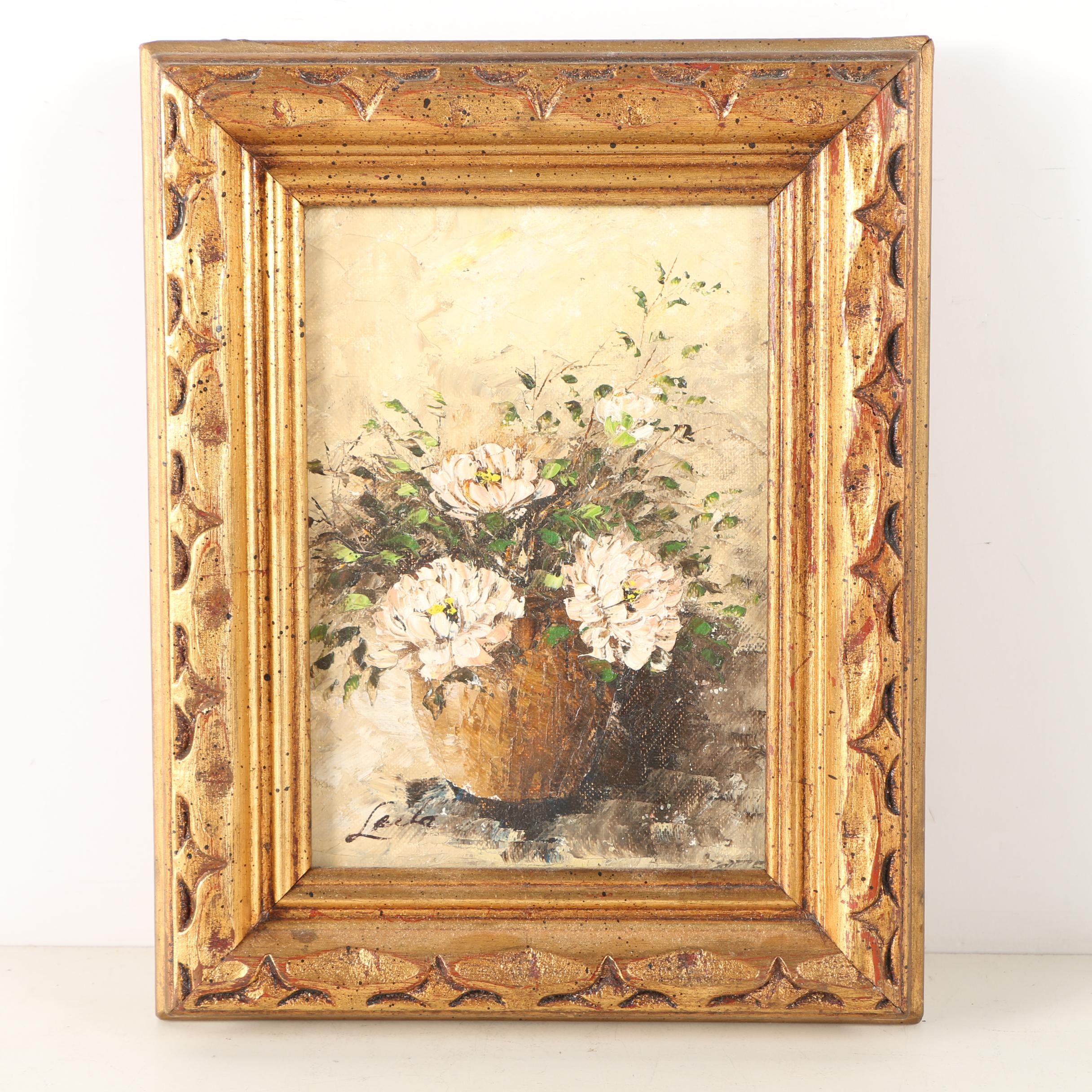 Oil Paintings of Floral Arrangements and Birds