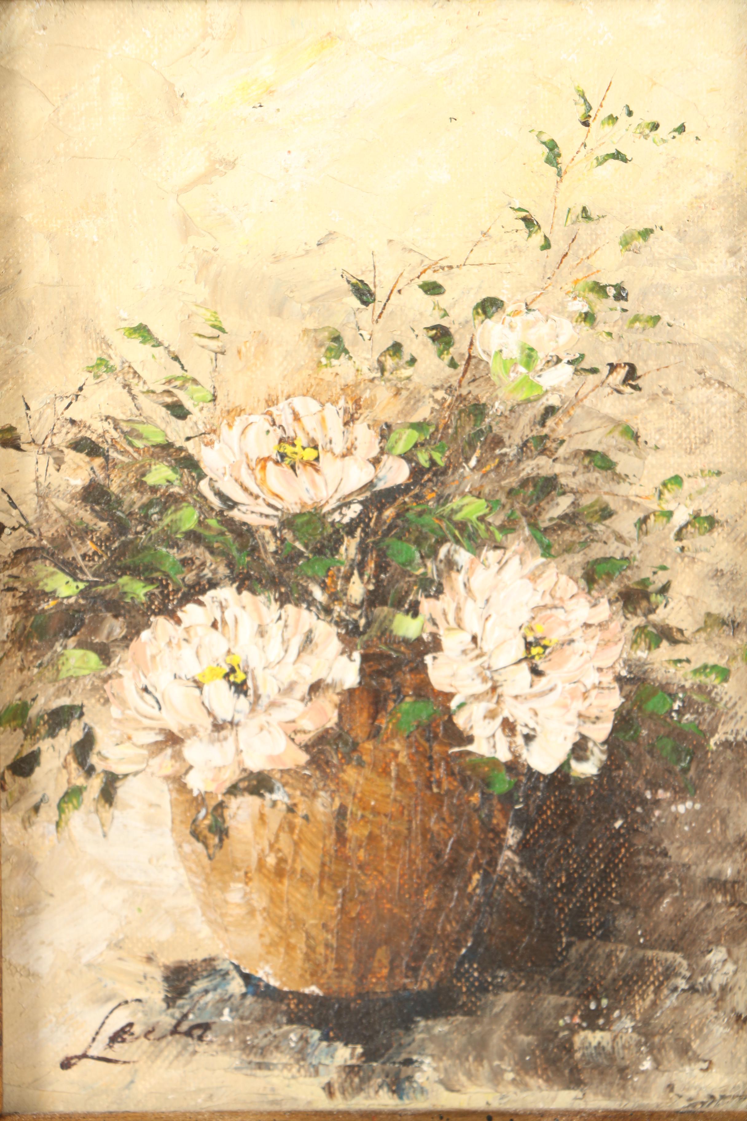 Oil Paintings of Floral Arrangements and Birds