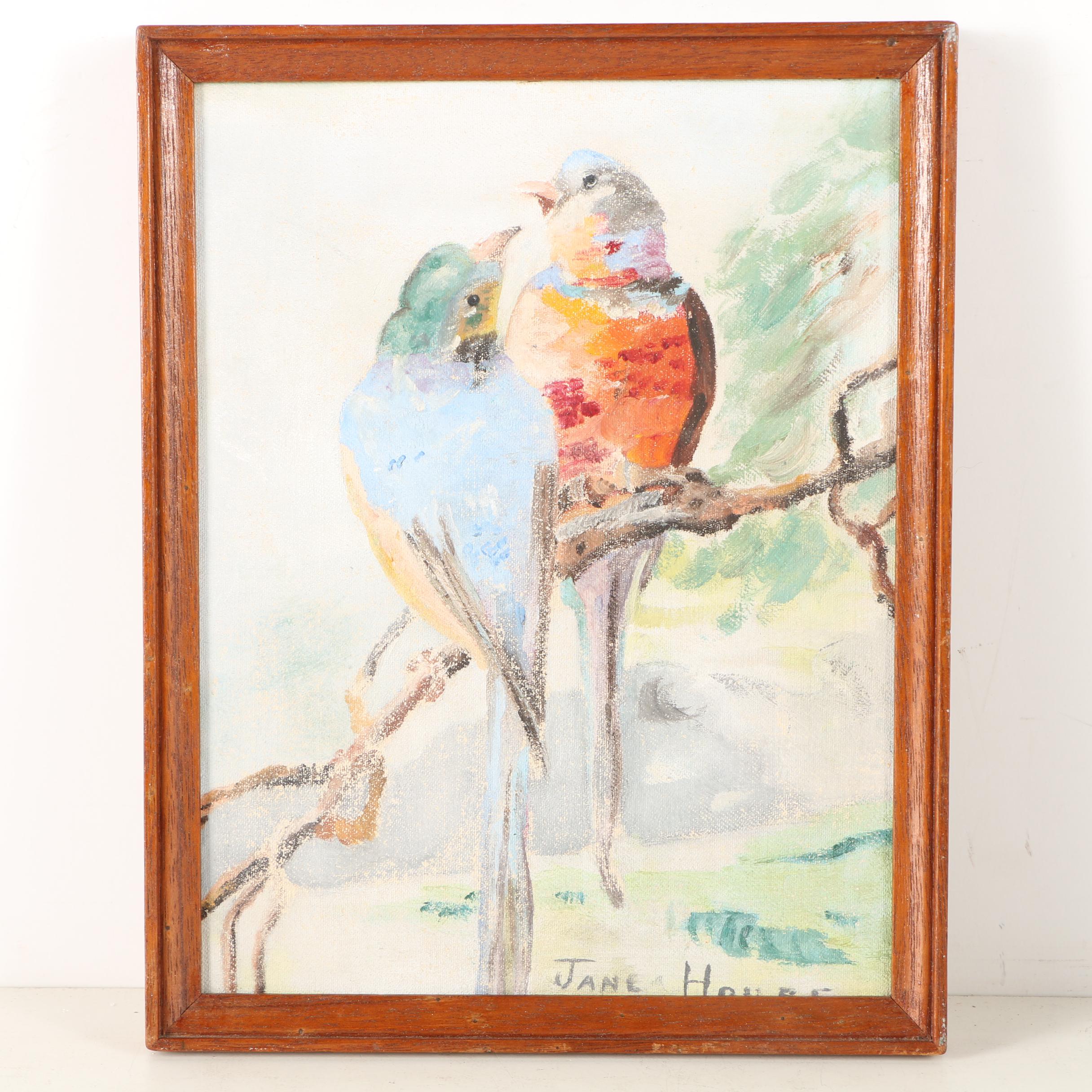 Oil Paintings of Floral Arrangements and Birds