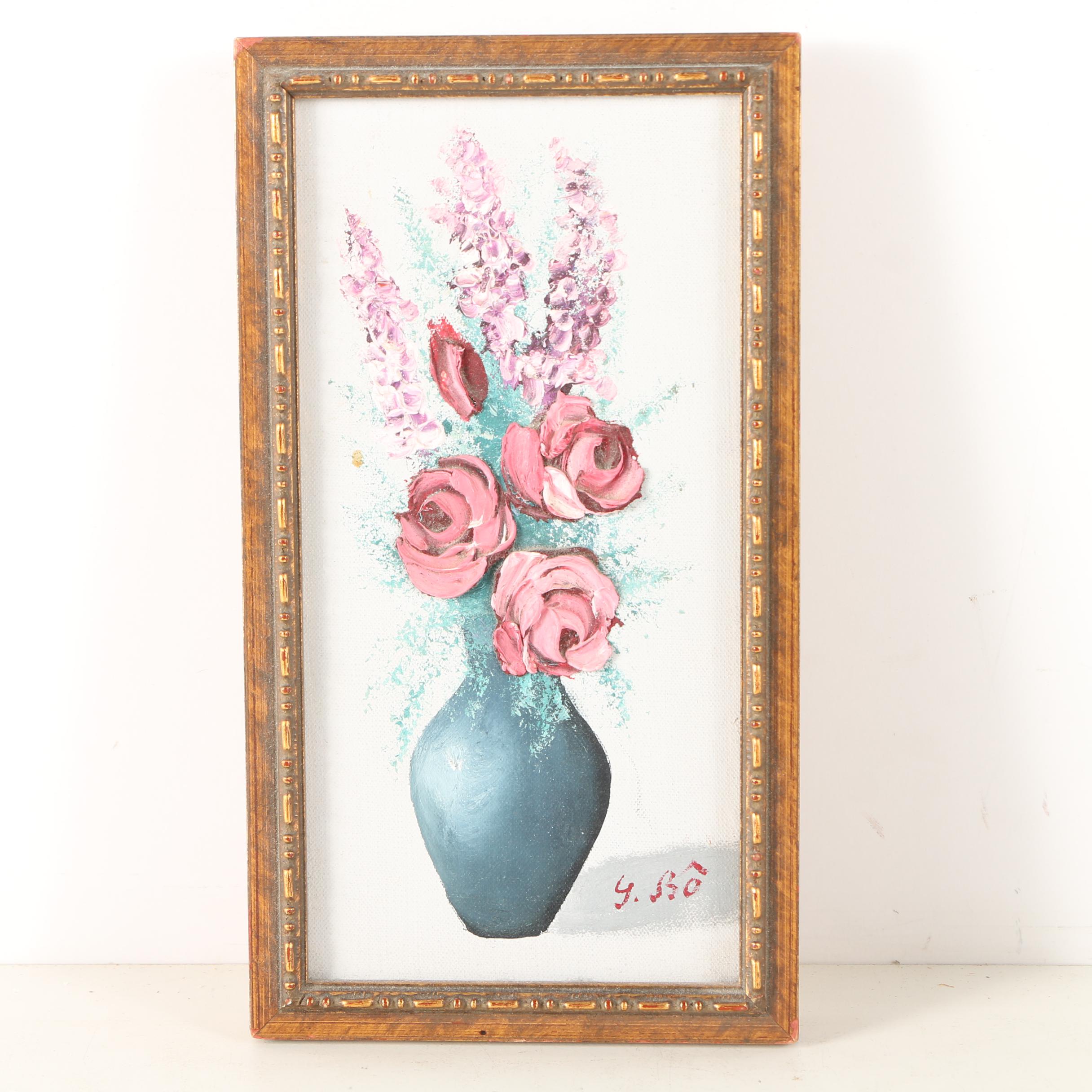 Oil Paintings of Floral Arrangements and Birds