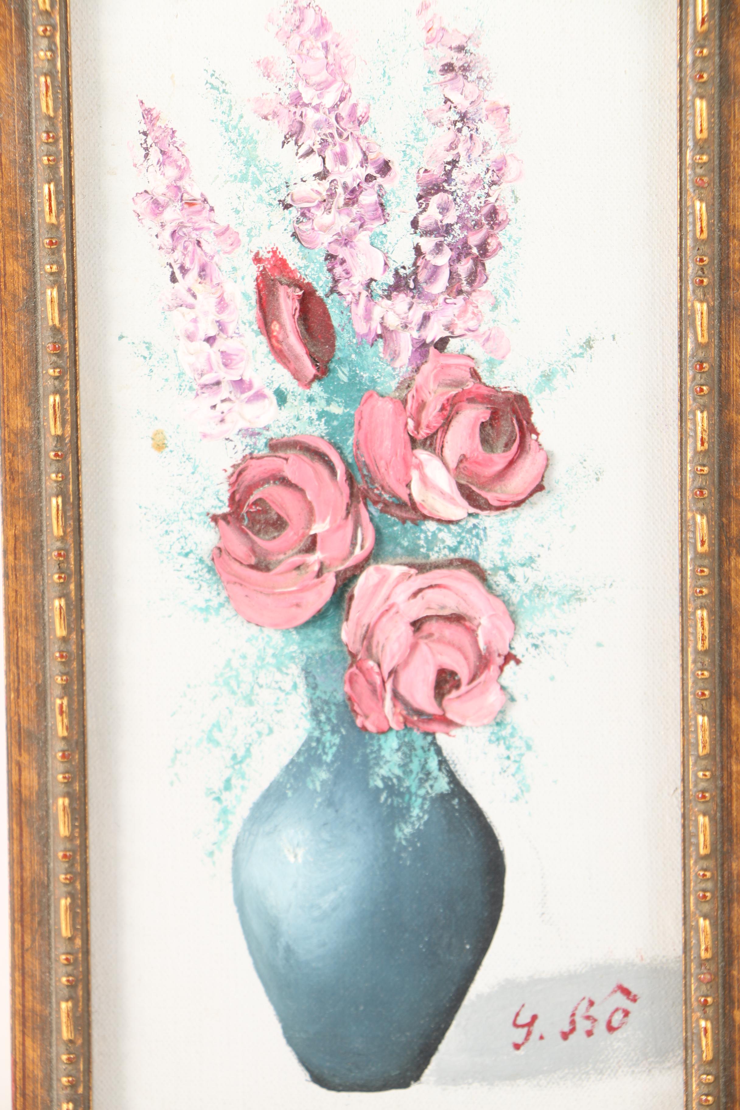 Oil Paintings of Floral Arrangements and Birds