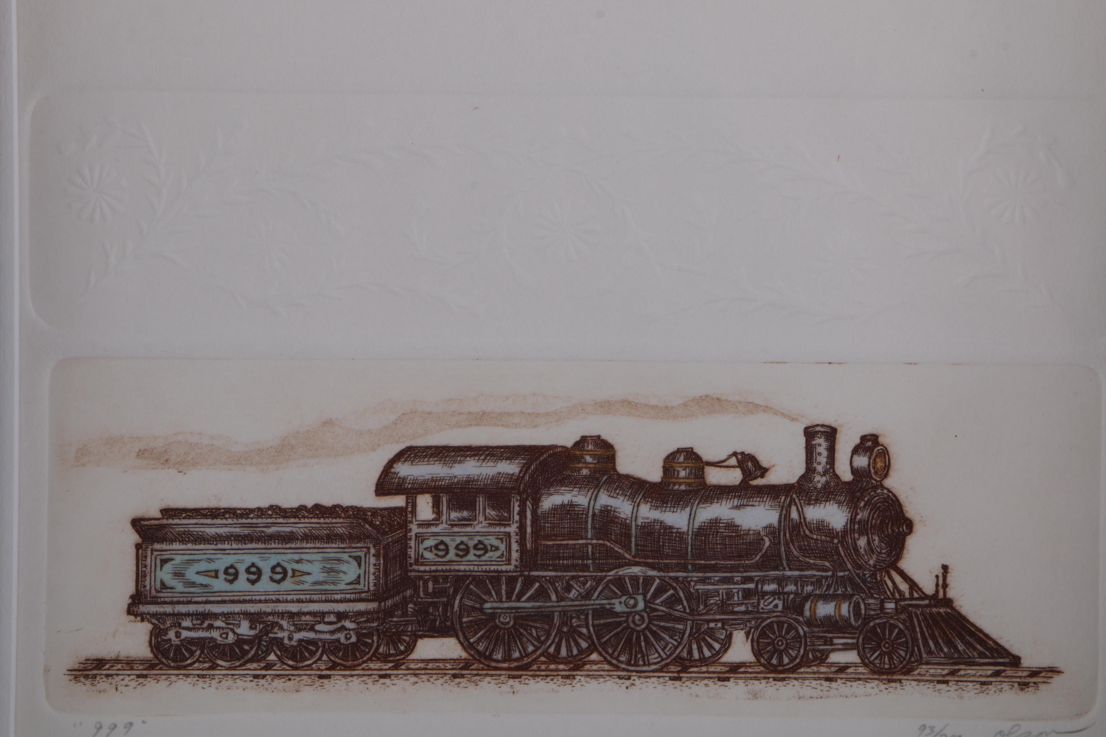 Olson Limited Edition Train Etchings with Embossing "999" & "Tea Kettle"