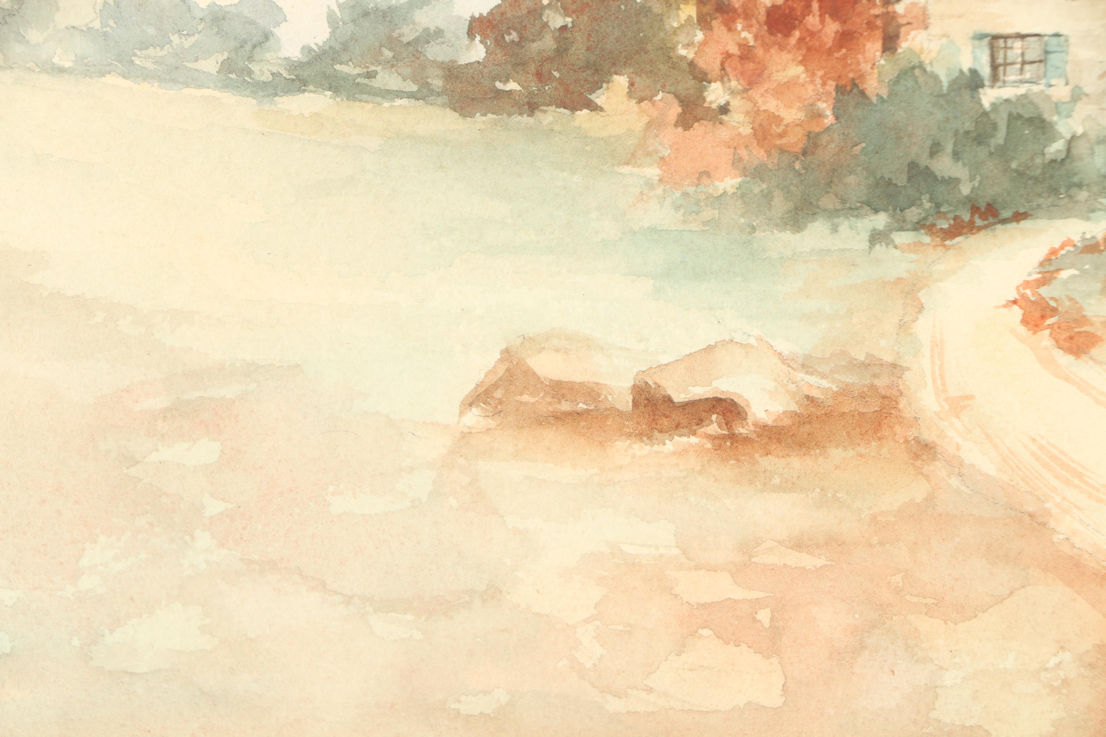 N. Deeds Watercolor Painting of Countryside House