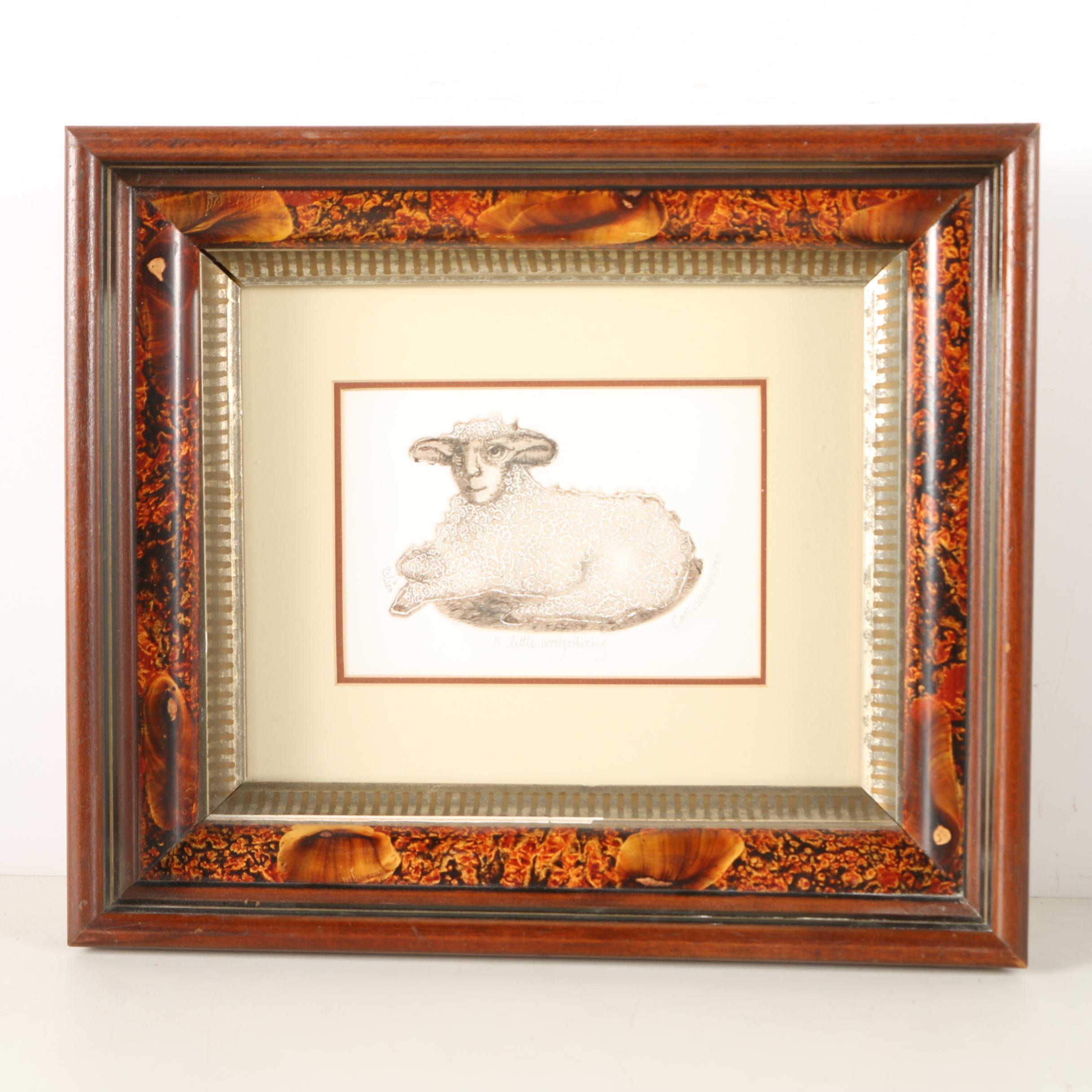 Carol Lummus Limited Edition Etchings of a Frog and Sheep