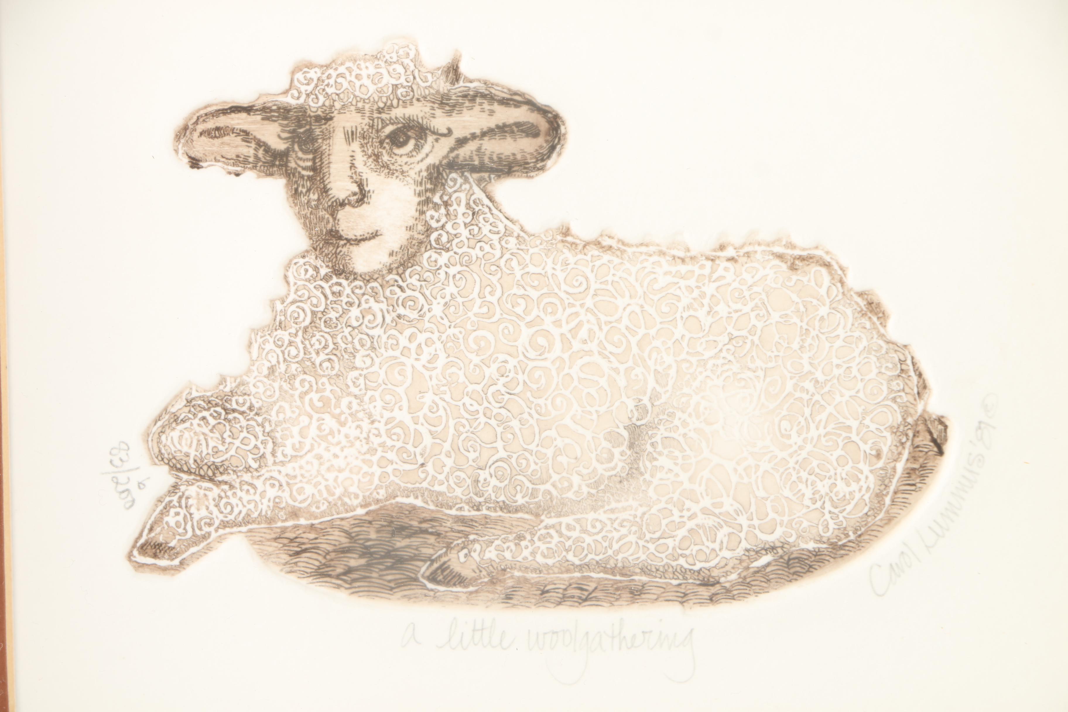 Carol Lummus Limited Edition Etchings of a Frog and Sheep