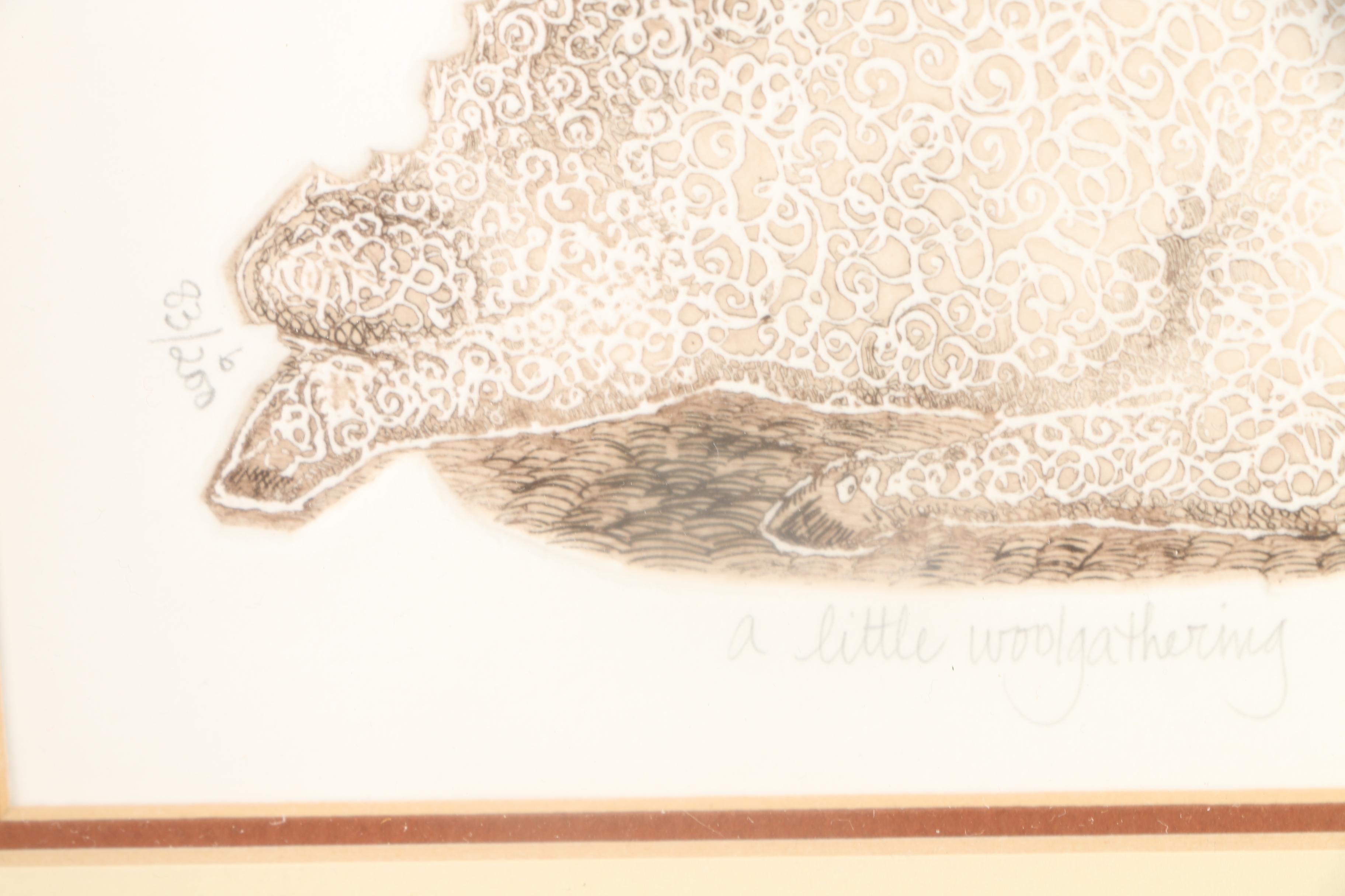 Carol Lummus Limited Edition Etchings of a Frog and Sheep