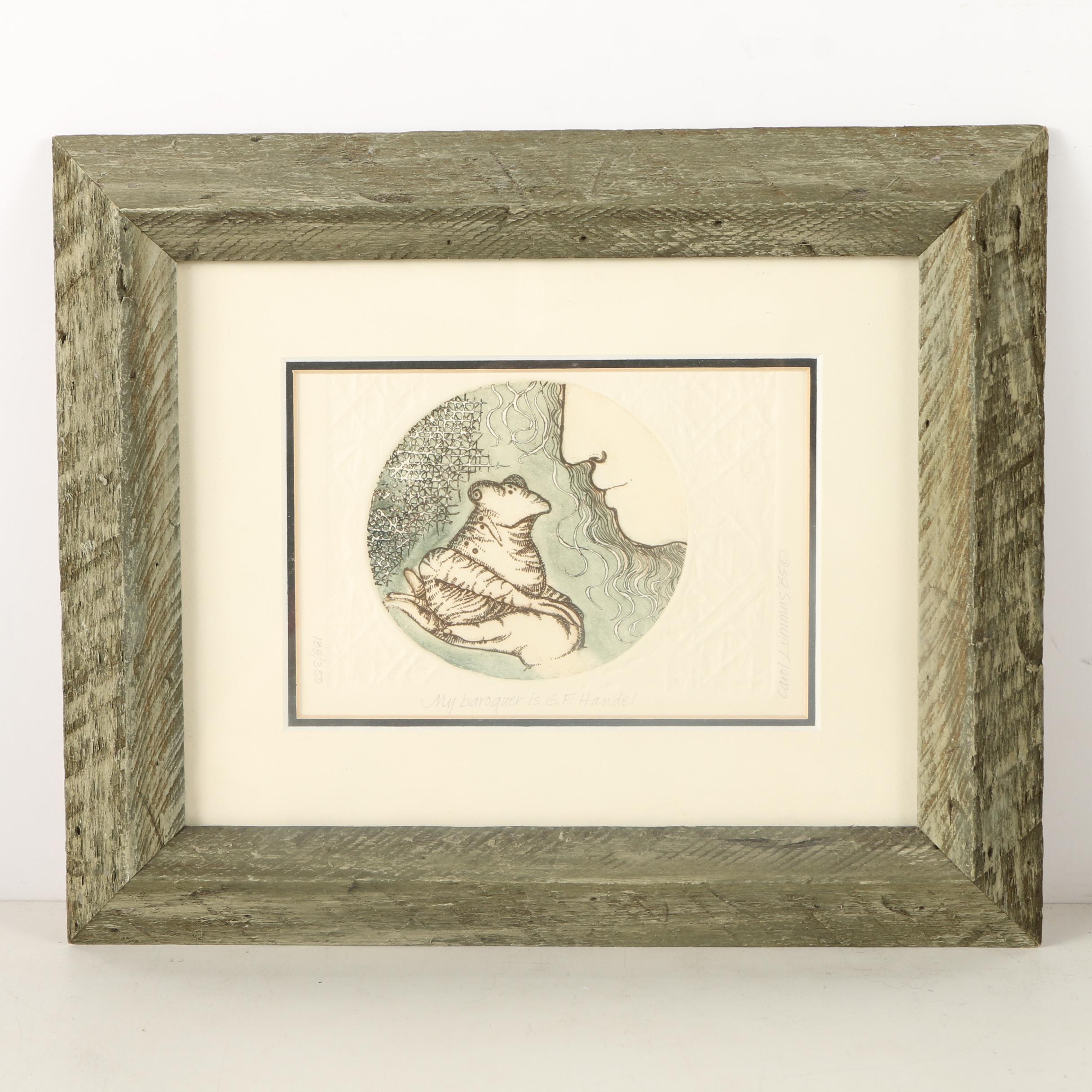 Carol Lummus Limited Edition Etchings of a Frog and Sheep