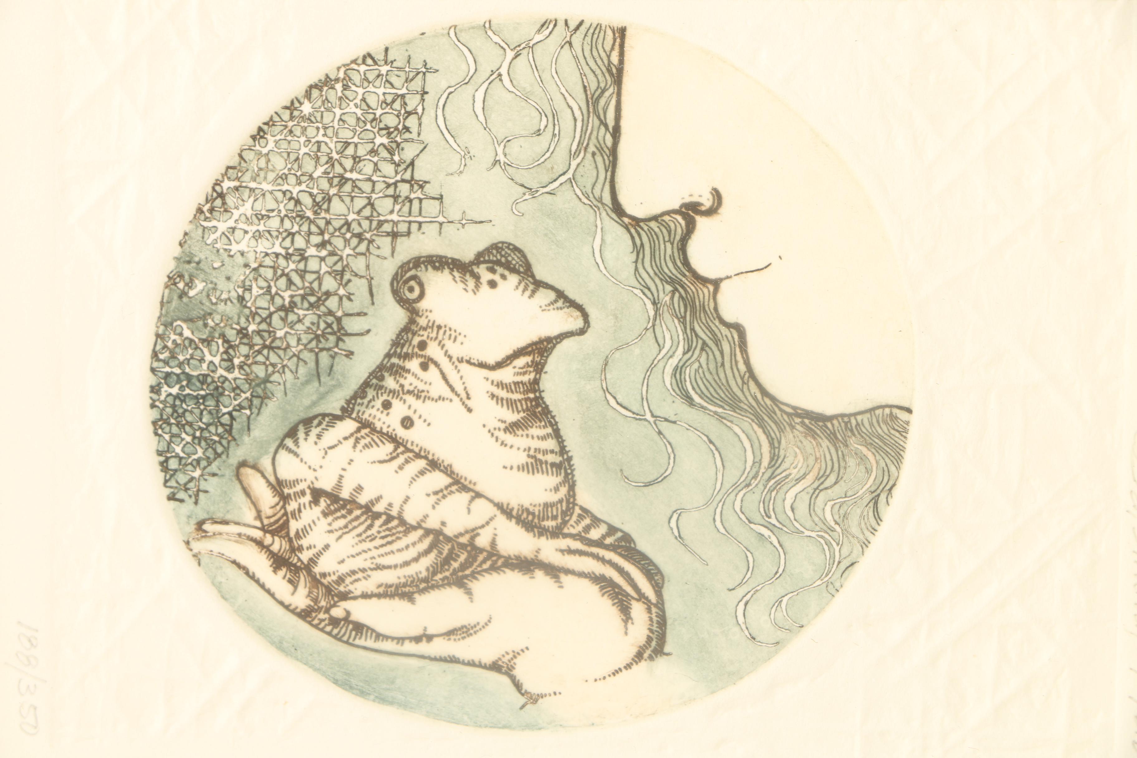 Carol Lummus Limited Edition Etchings of a Frog and Sheep