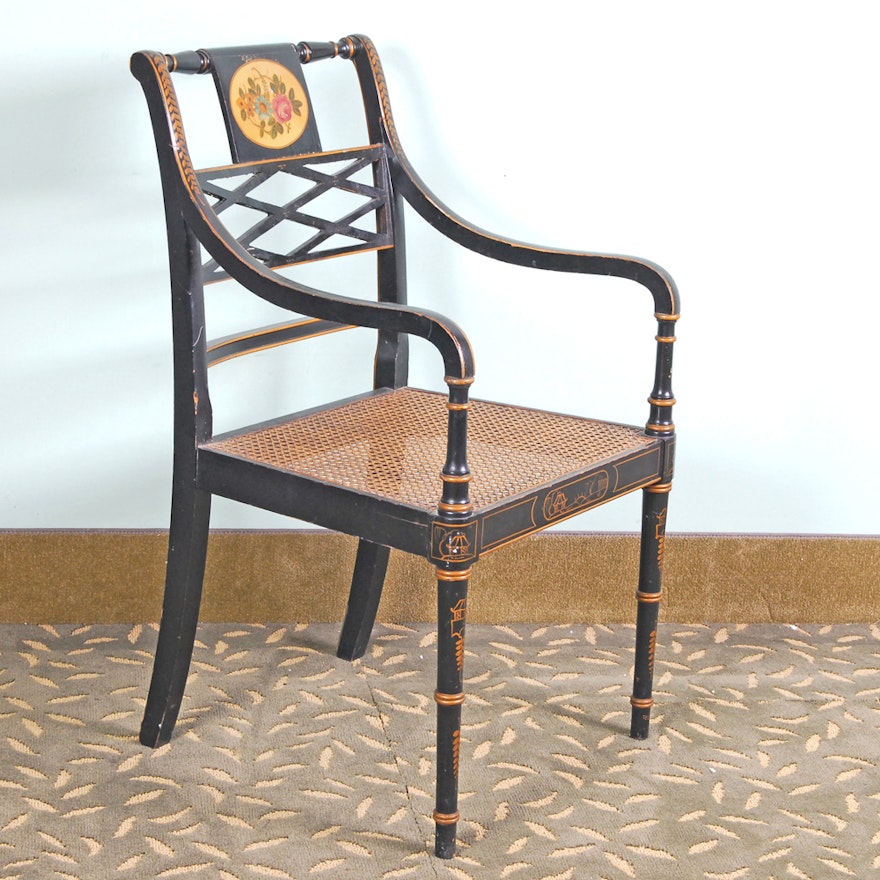 Sheraton Style Caned Seat Armchair