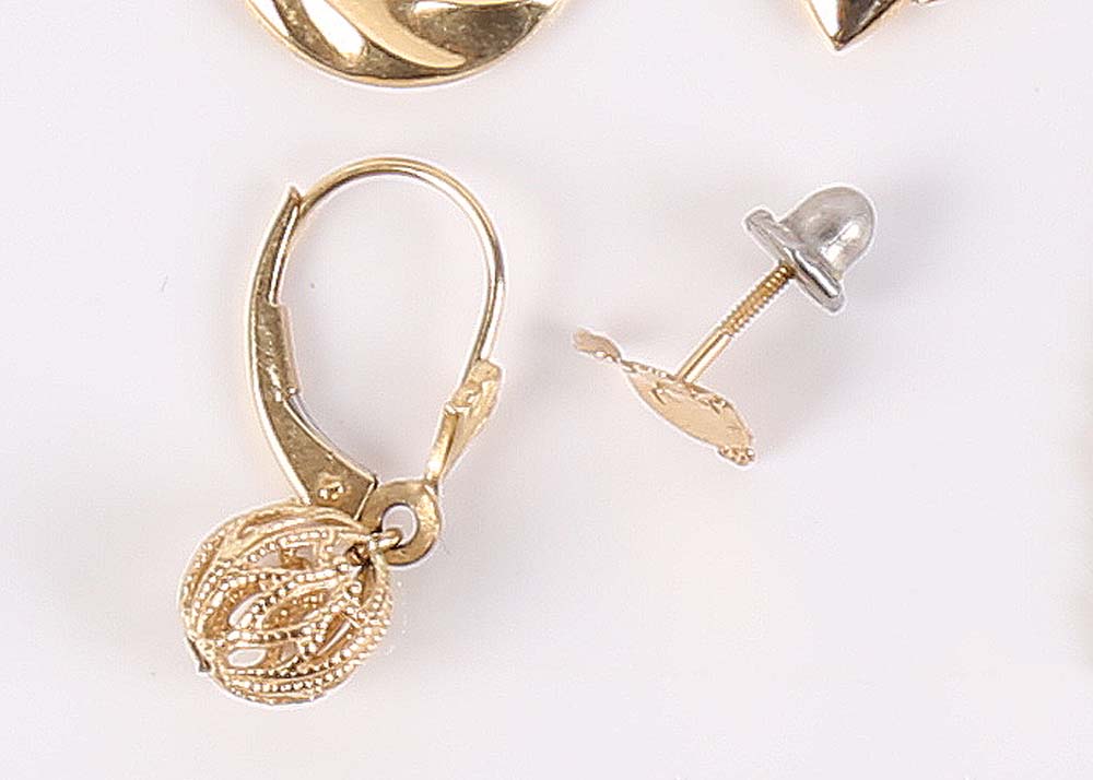 14K Yellow Gold Single Earrings