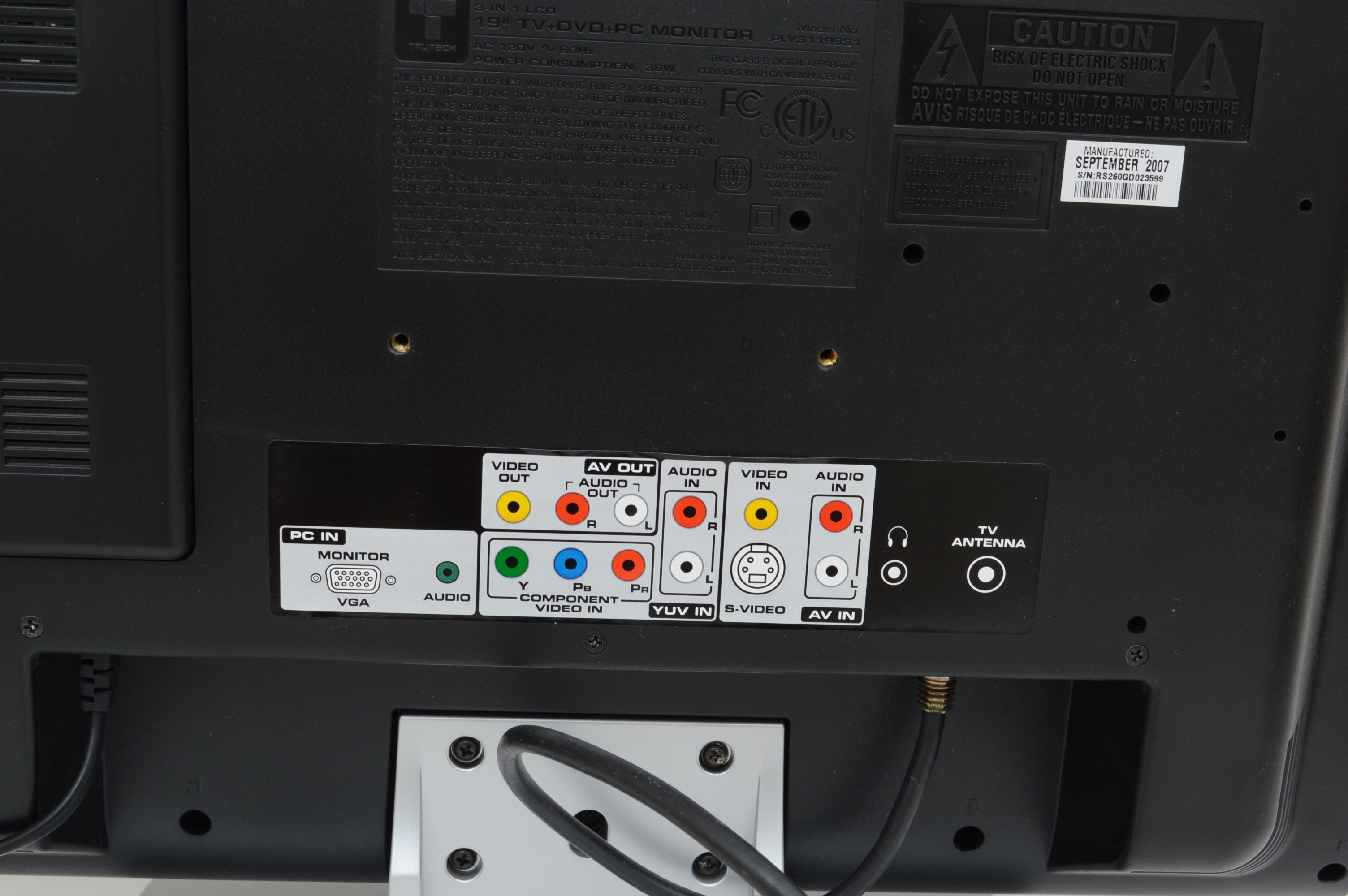 Turtech 19" 3-in-1 LCD Television