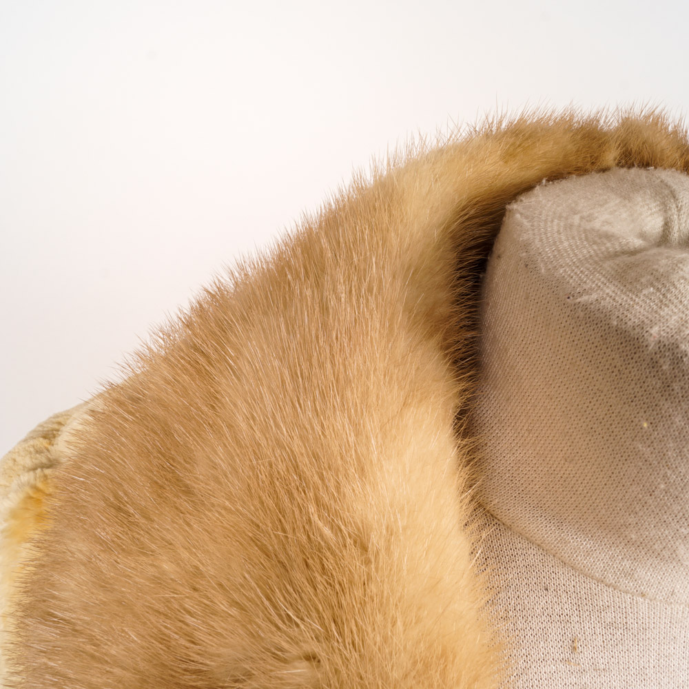 Vintage Beaver Fur Coat with Mink Collar