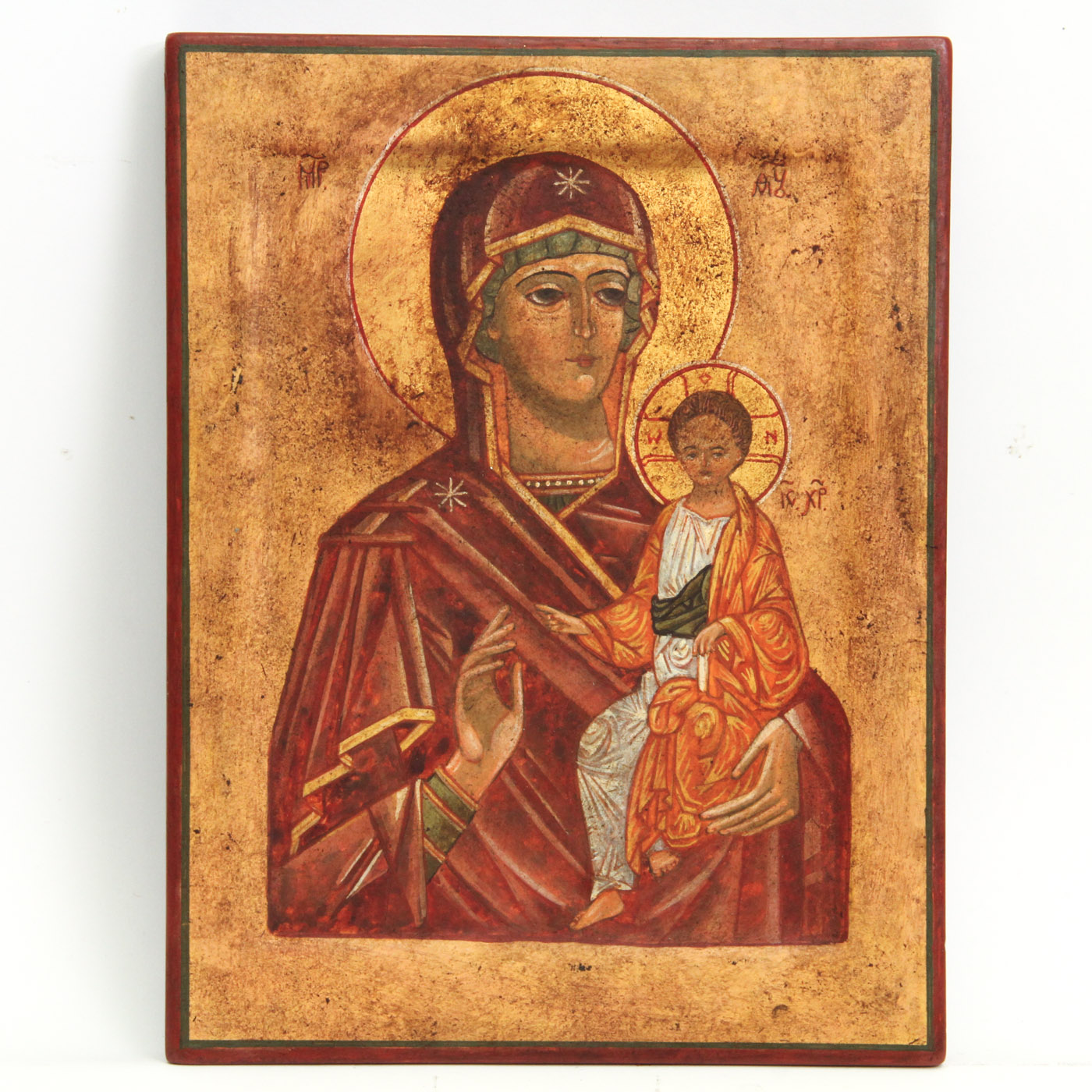Vintage Hand Painted Theotokos Hodegetria Russian Icon