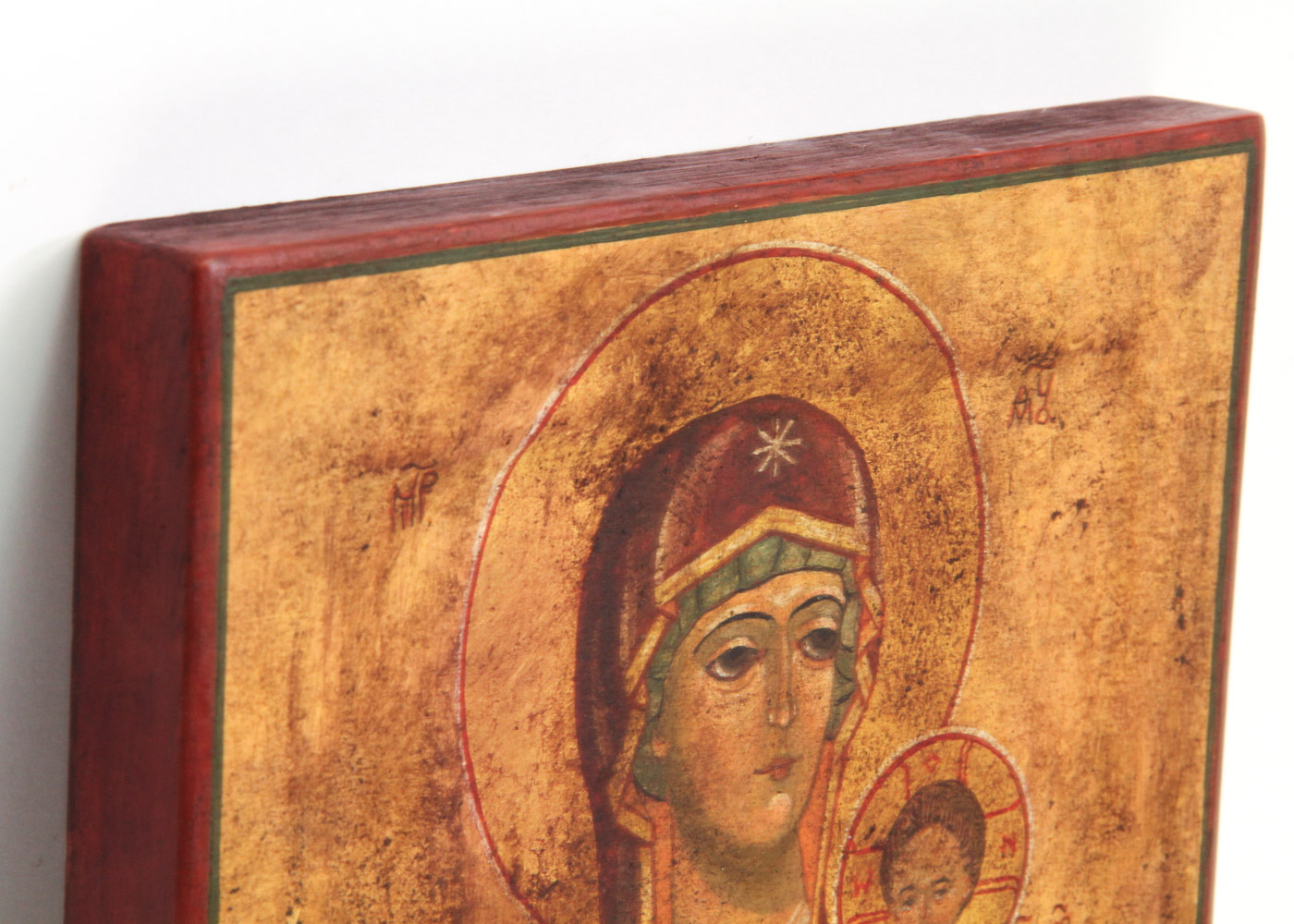 Vintage Hand Painted Theotokos Hodegetria Russian Icon