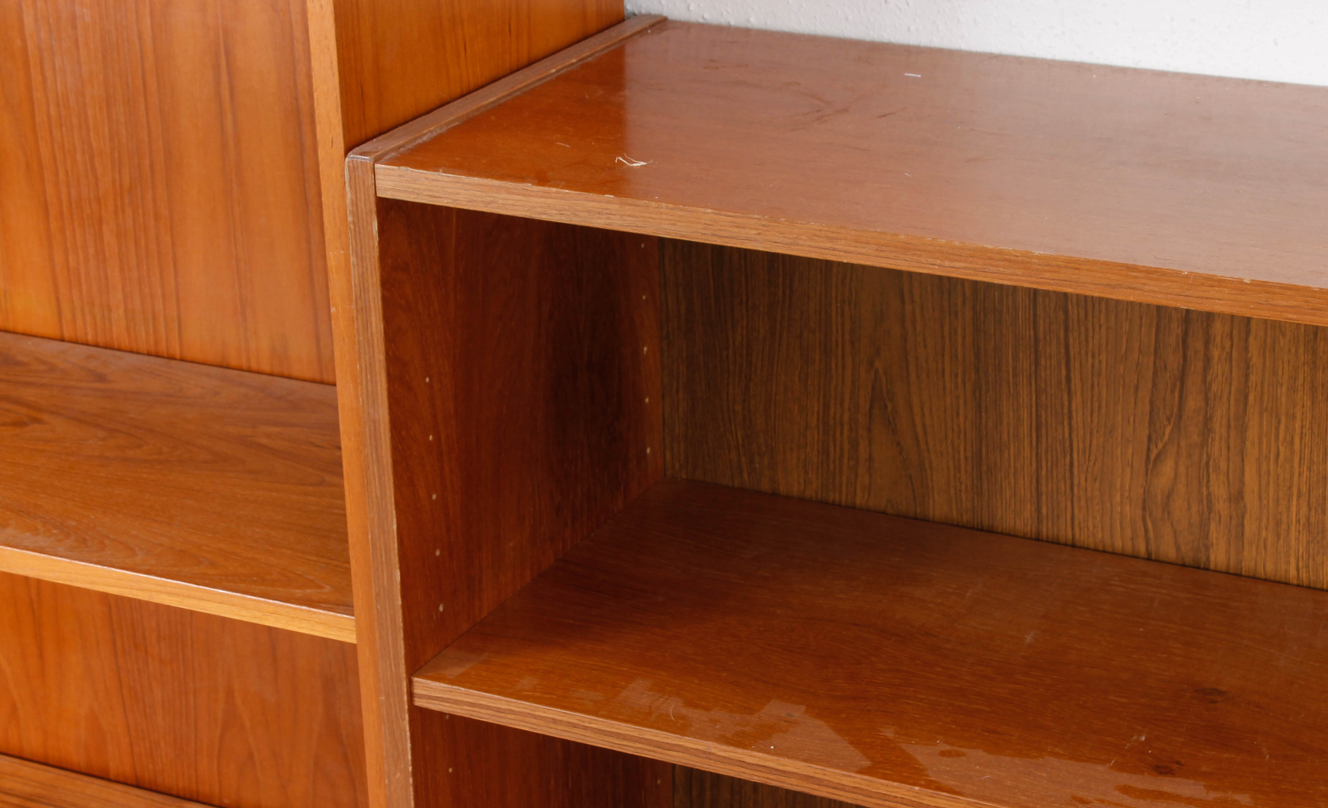Modern Teak Veneer Bookshelves