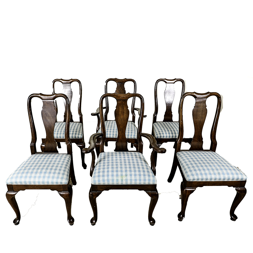 Set of Six Queen Anne Style Dining Chairs by Ethan Allen