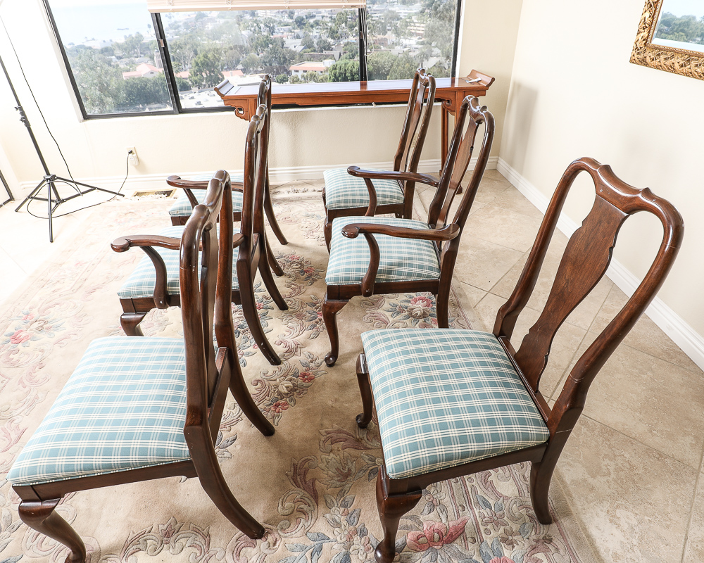 Set of Six Queen Anne Style Dining Chairs by Ethan Allen