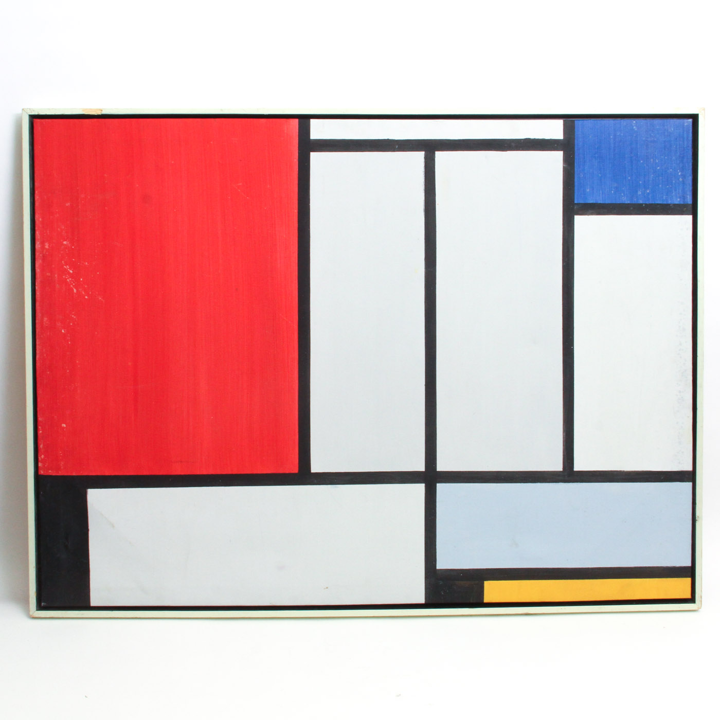 Acrylic Copy Painting After Piet Mondrian Grid Painting