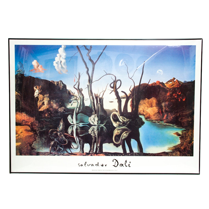 Offset Lithograph Poster After "Swans Reflecting Elephants" by Salvador Dali