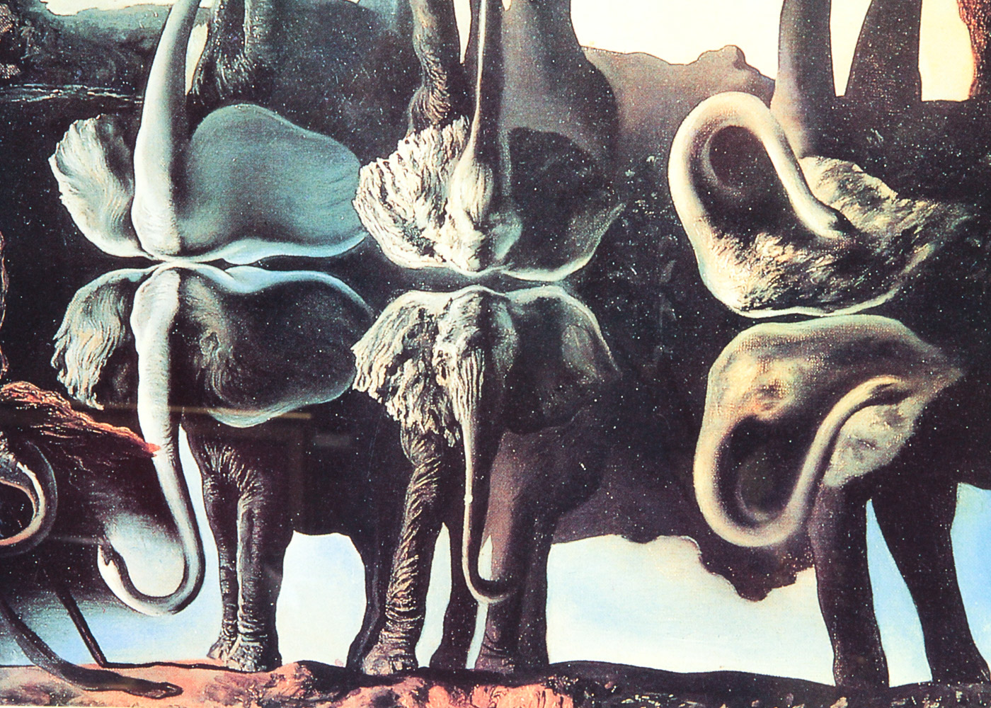 Offset Lithograph Poster After "Swans Reflecting Elephants" by Salvador Dali