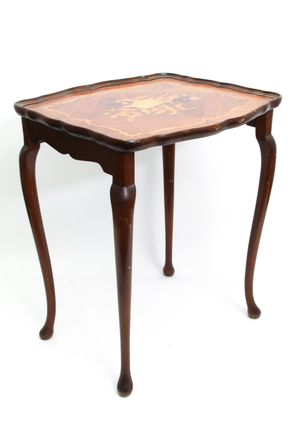 Queen Anne Style Nesting Tables with Marquetry Tops
