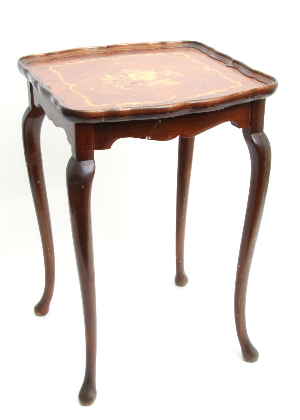 Queen Anne Style Nesting Tables with Marquetry Tops