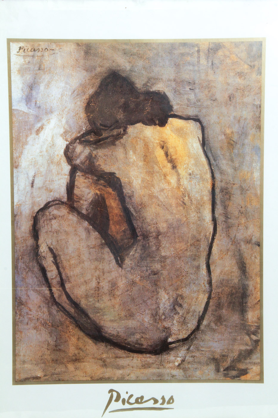 Framed Offset Lithograph Art Poster After Pablo Picasso's "Blue Nude"