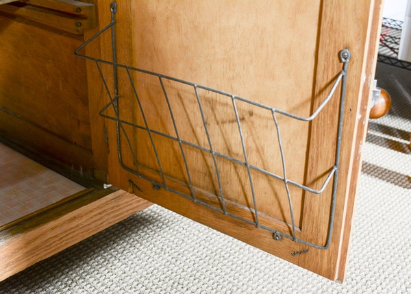 Vintage Oak Hoosier Cabinet with Porcelain Enamel Surface