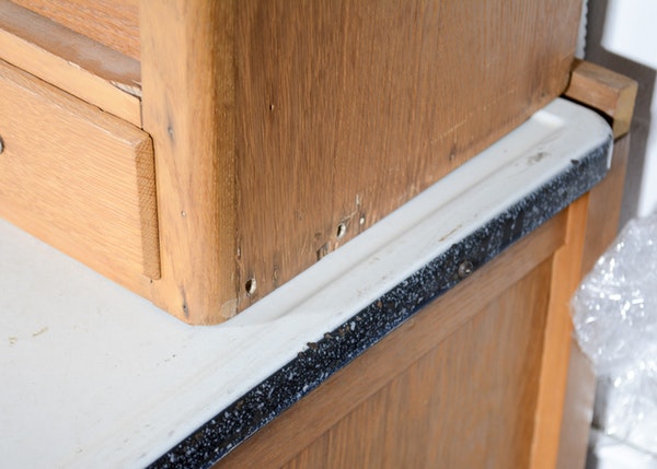 Vintage Oak Hoosier Cabinet with Porcelain Enamel Surface