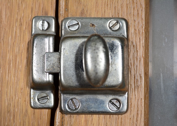 Vintage Oak Hoosier Cabinet with Porcelain Enamel Surface