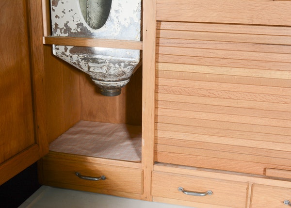 Vintage Oak Hoosier Cabinet with Porcelain Enamel Surface