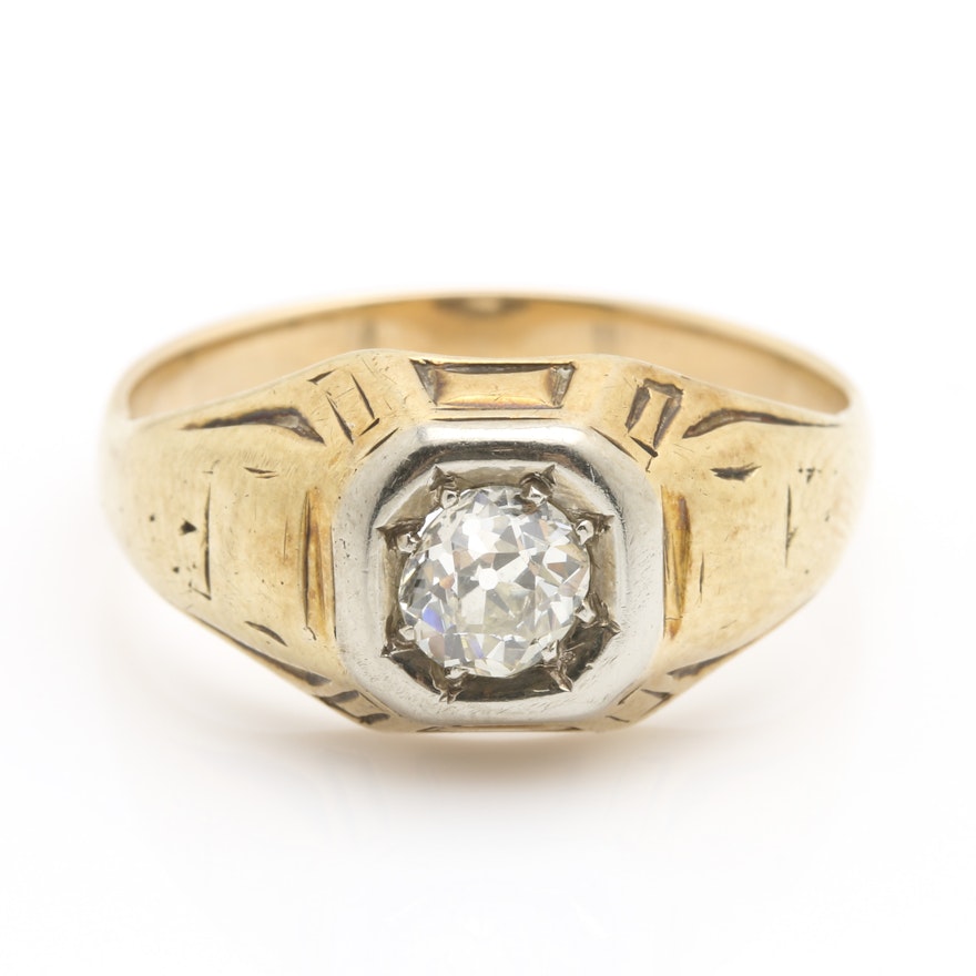 Vintage 14K Yellow Gold Diamond Ring