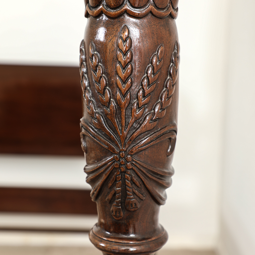 Ethan Allen King Rice Carved Poster Bed Georgian Court with Cherry Finish