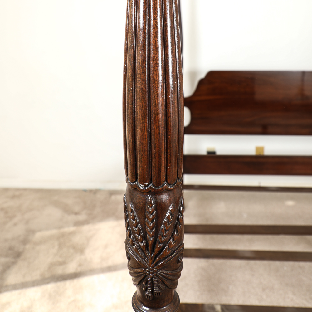 Ethan Allen King Rice Carved Poster Bed Georgian Court with Cherry Finish