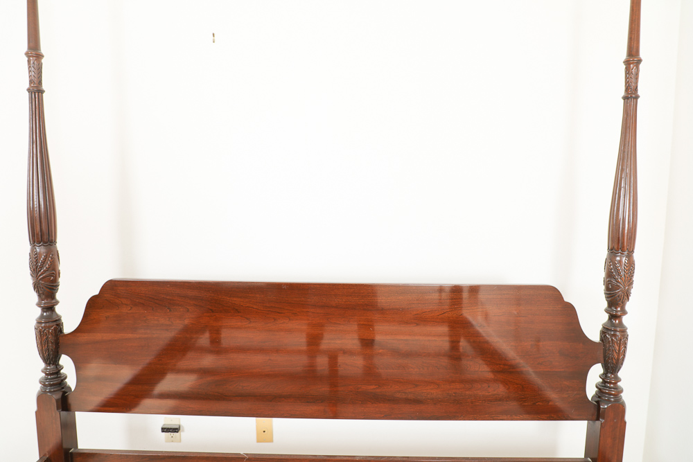 Ethan Allen King Rice Carved Poster Bed Georgian Court with Cherry Finish