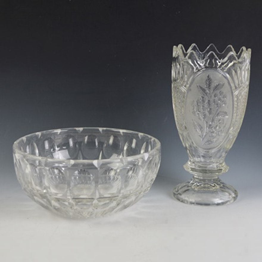Vintage Crystal Vase and Crystal Bowl